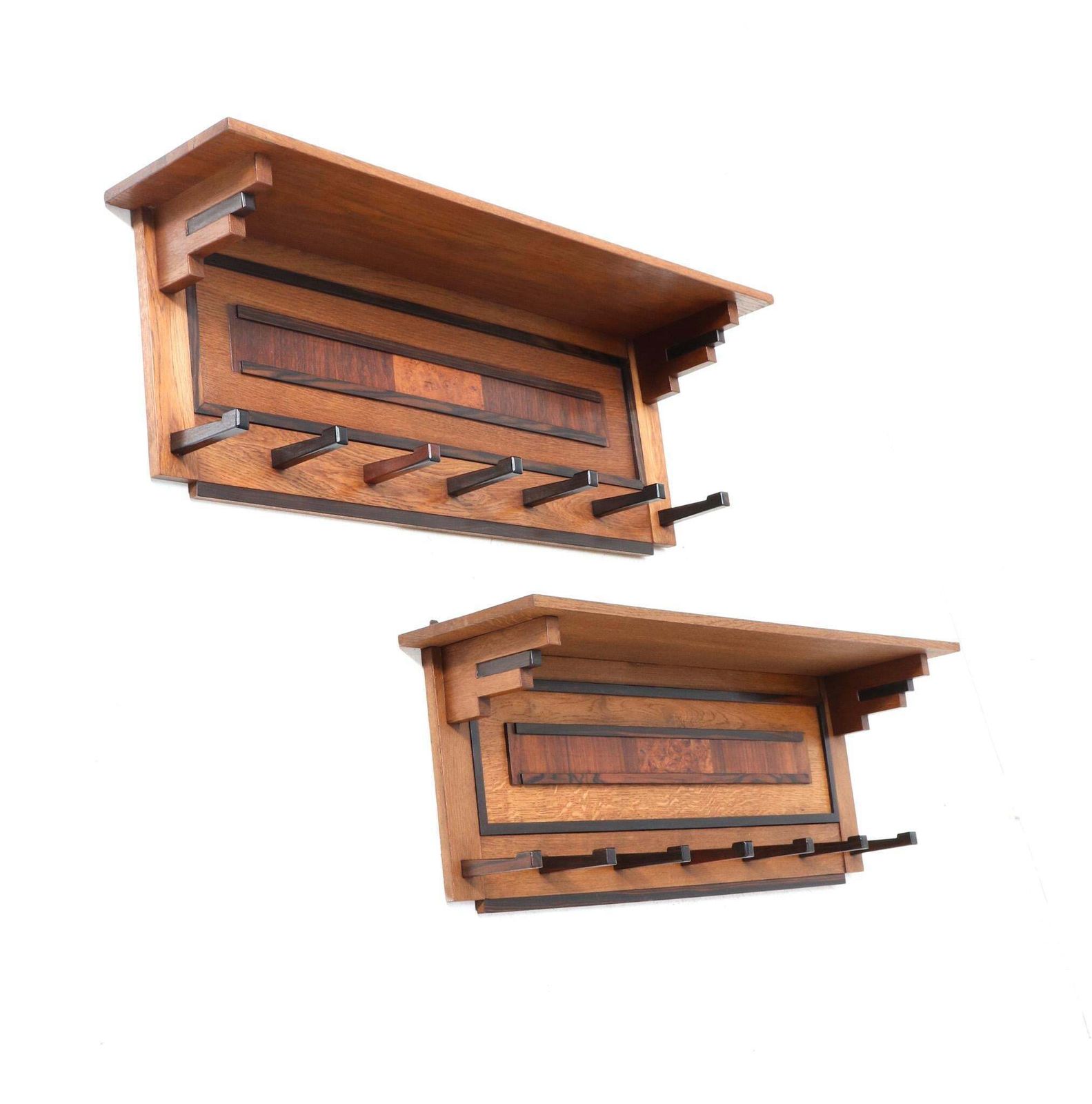 Two Oak Art Deco Modernist Coat Racks By P.E.L. Izeren For De Genneper Molen photo Furniture
