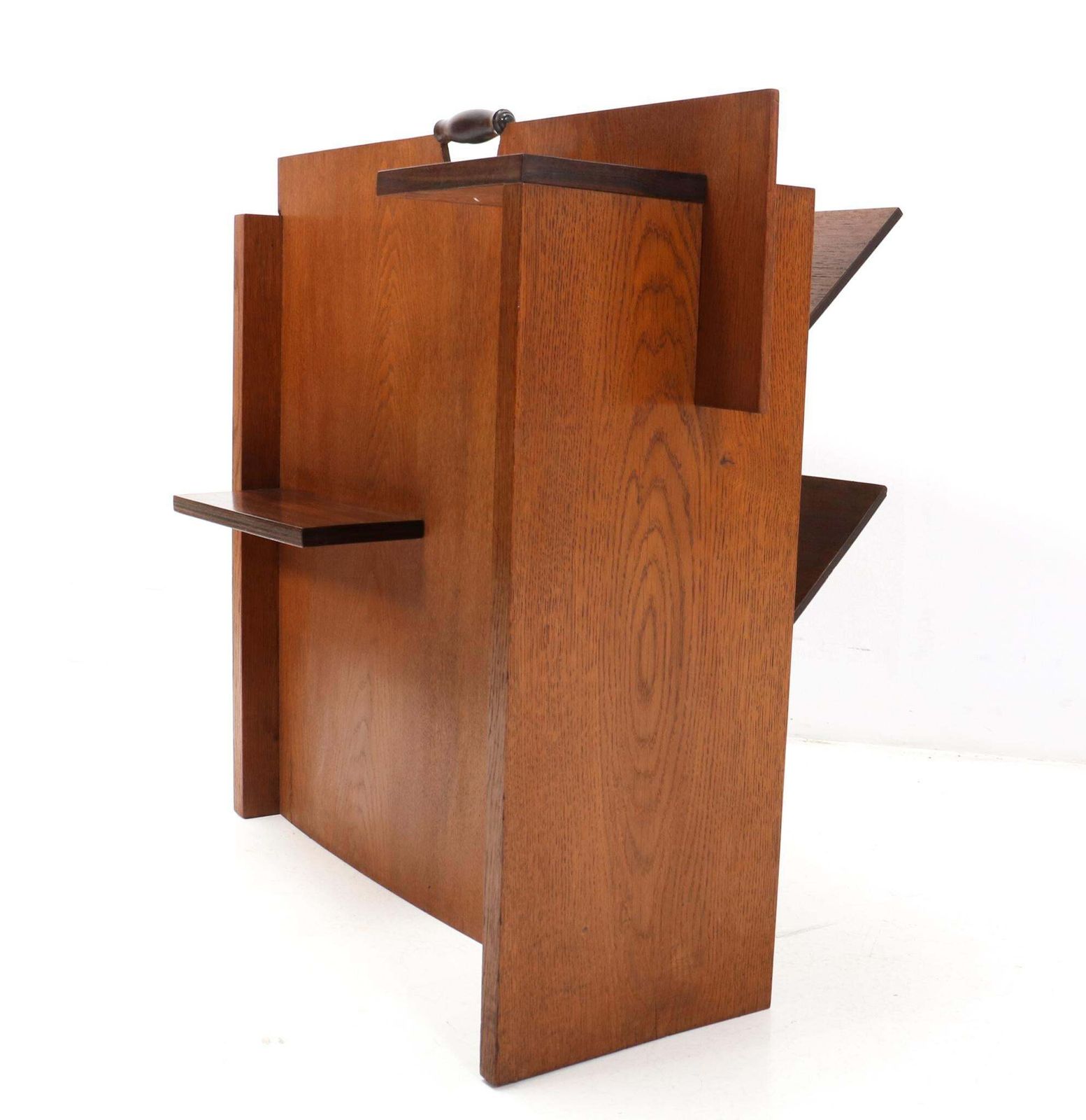 Oak Art Deco Modernist Magazine Rack By Frits Spanjaard, 1920s photo for sale