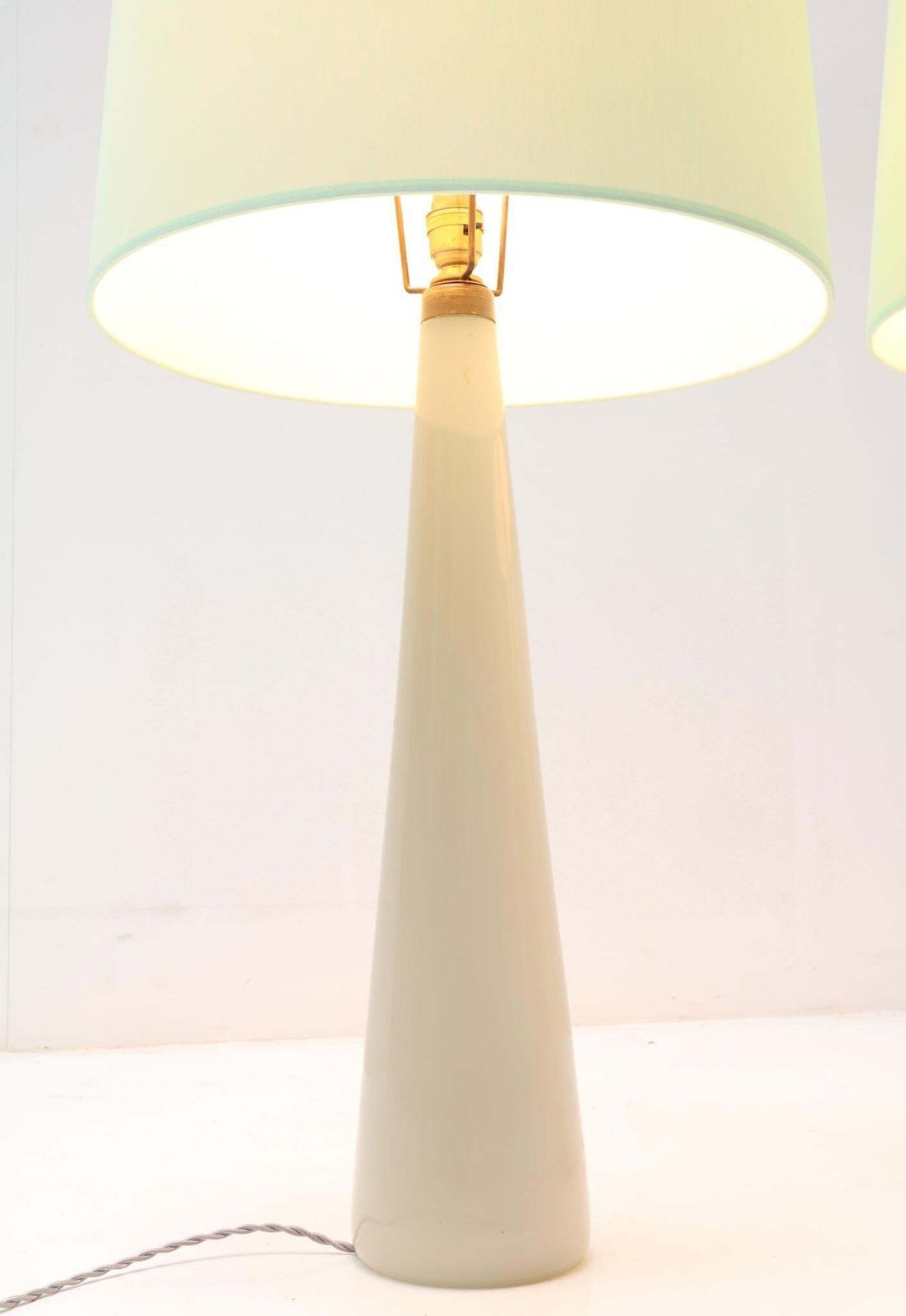 photo for sale Two Mid Century Modern Opaline Table Lamps By Archimede Seguso Murano, 1970s