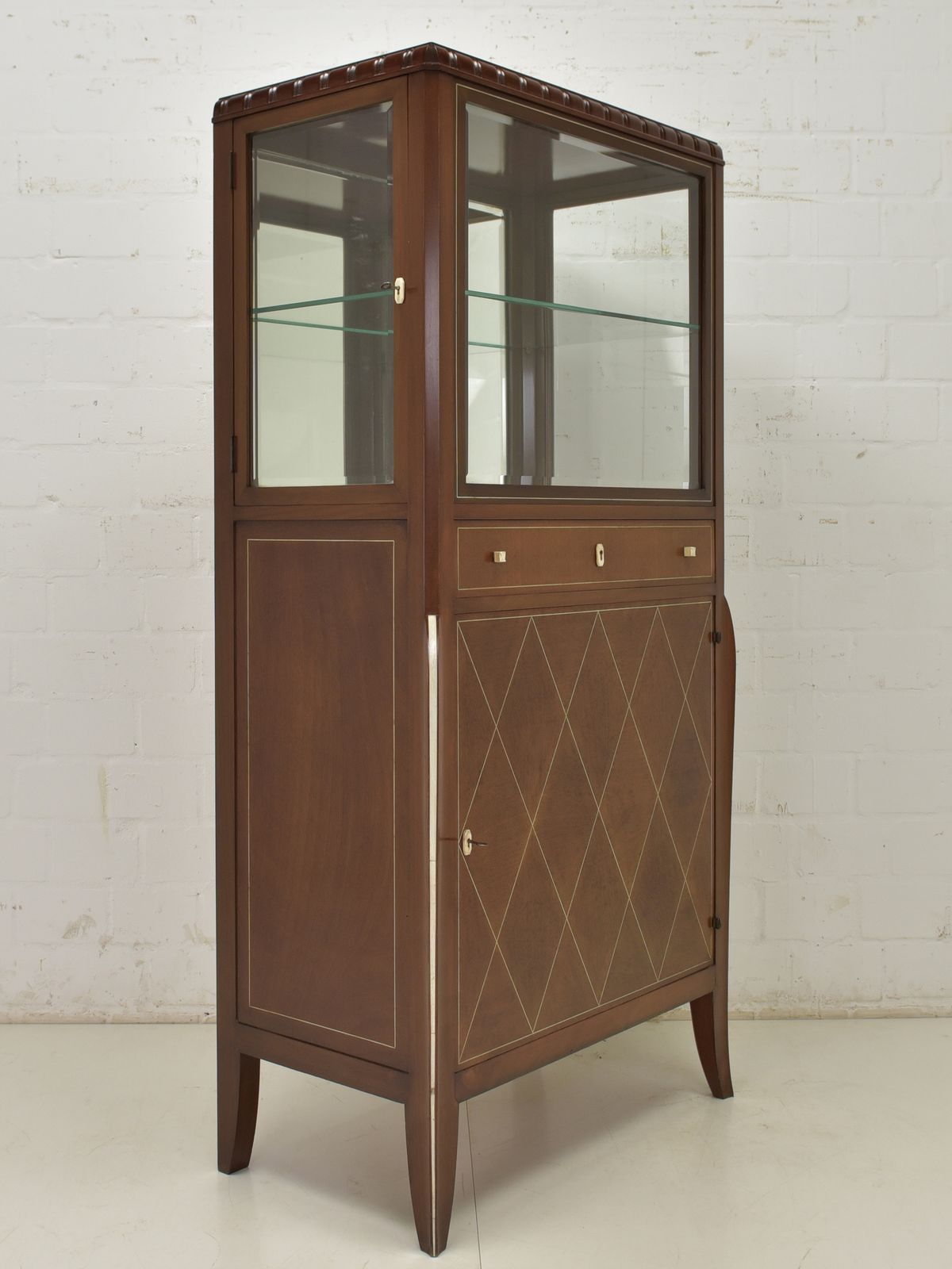 photo for sale Antique! Narrow Display Cabinet Restored Art Deco Mahogany Display Cabinet Dining Room
