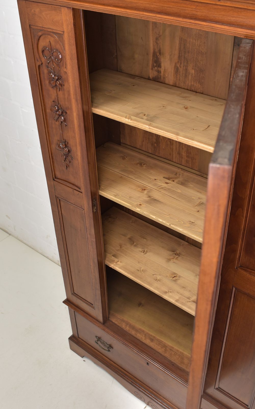 Antique! Single Door Wardrobe Restored Art Nouveau Walnut Hall Cupboard photo Furniture