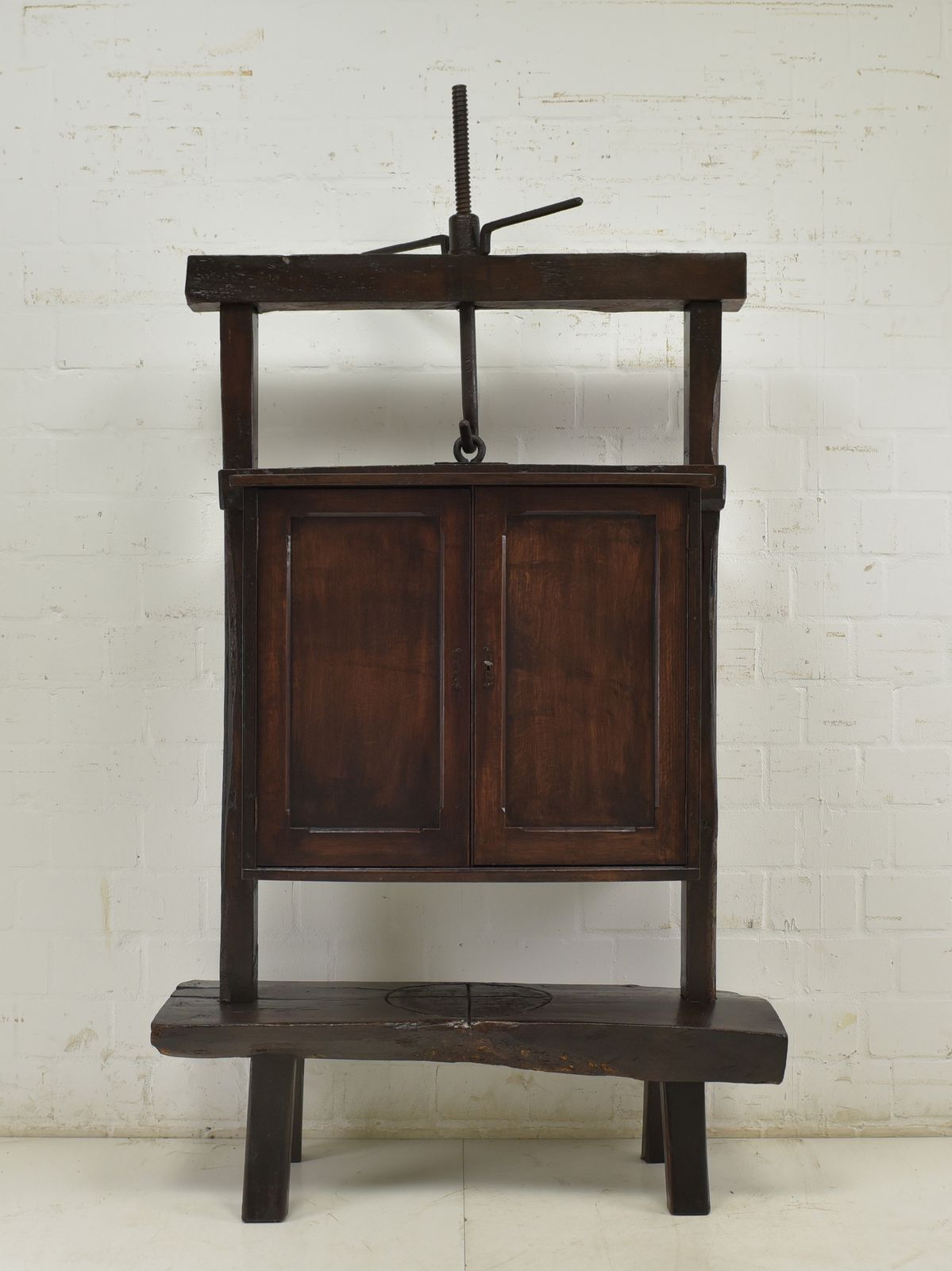 Antique! Screw Press Cabinet Restored Oak Dresser Vertiko Bar Cabinet photo furniture
