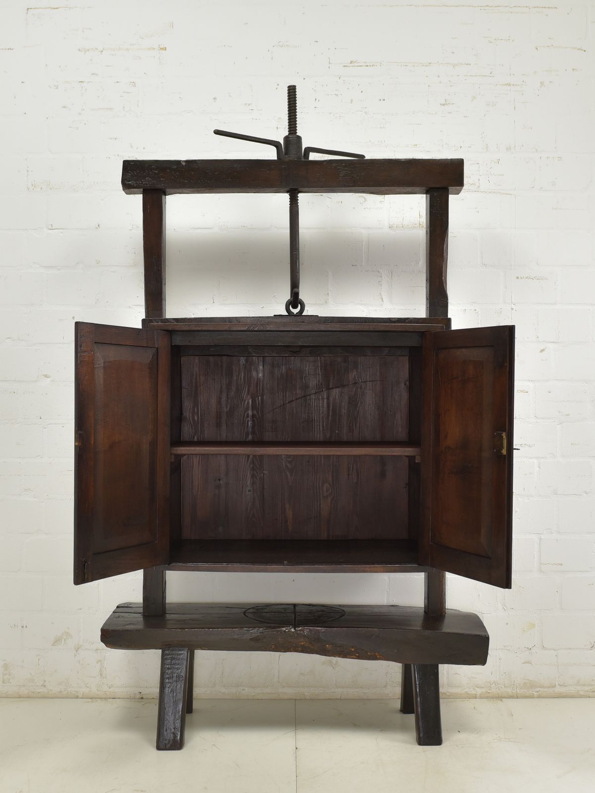 Antique! Screw Press Cabinet Restored Oak Dresser Vertiko Bar Cabinet photo for sale