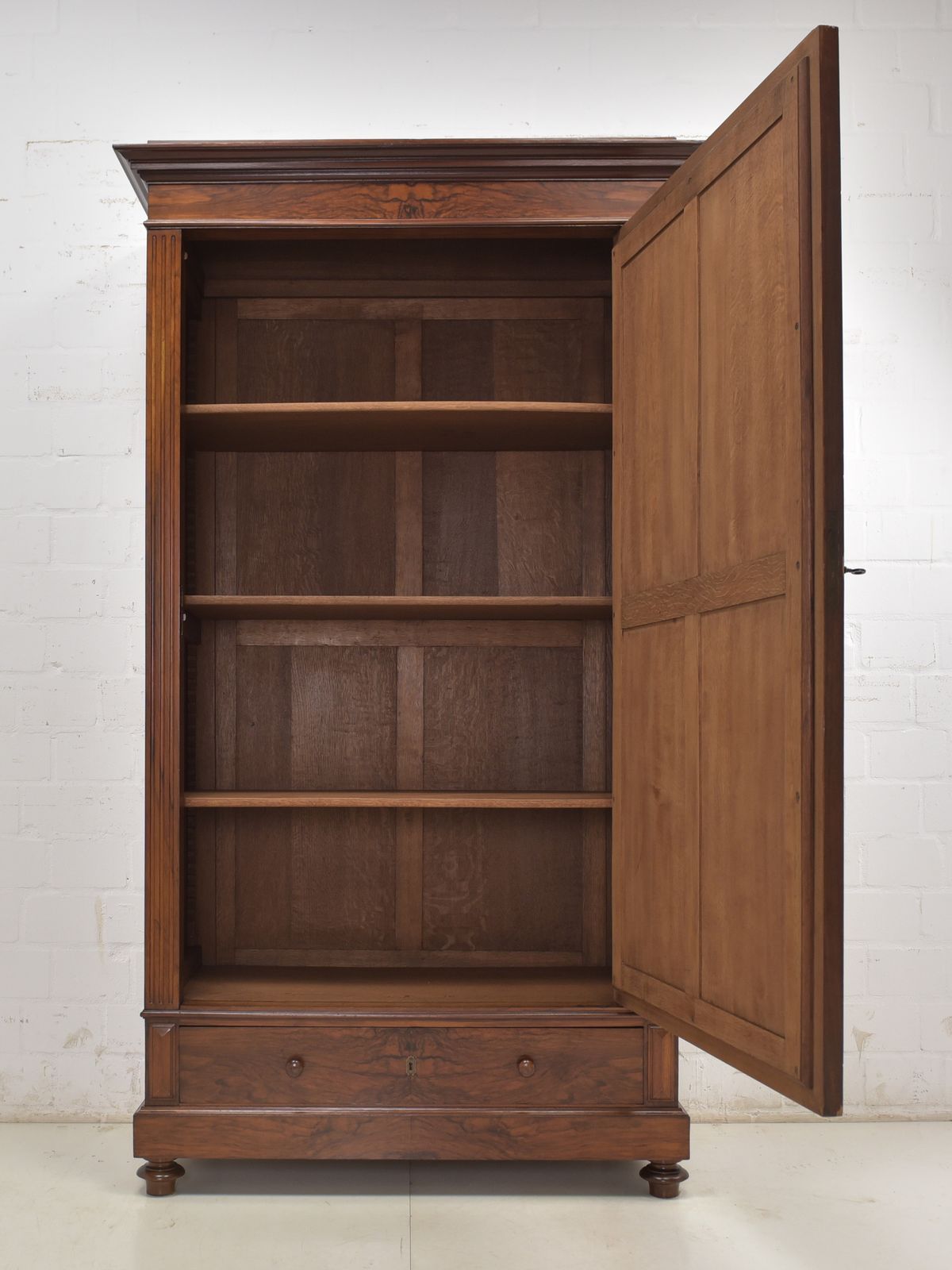 Antique! One Door Wardrobe Restored Wilhelminian Style Walnut Hall Cupboard photo for sale