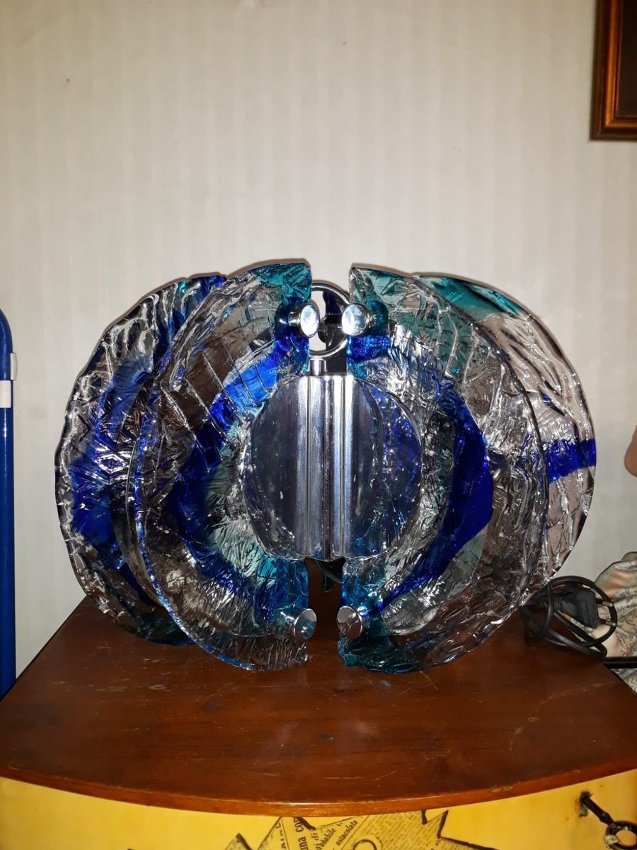 Vintage Blue Chandelier From Mazzega, 1970s photo furniture