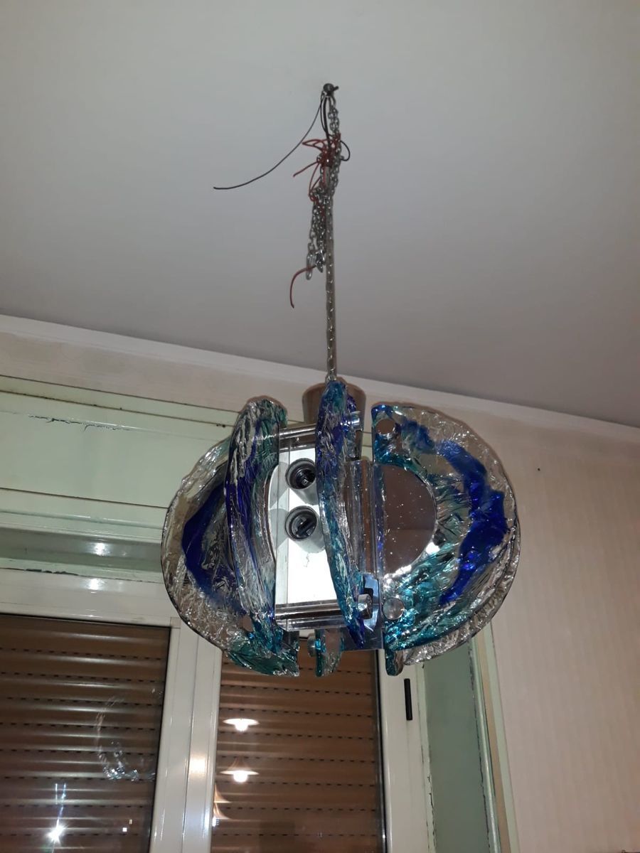 photo buy Vintage Blue Chandelier From Mazzega, 1970s