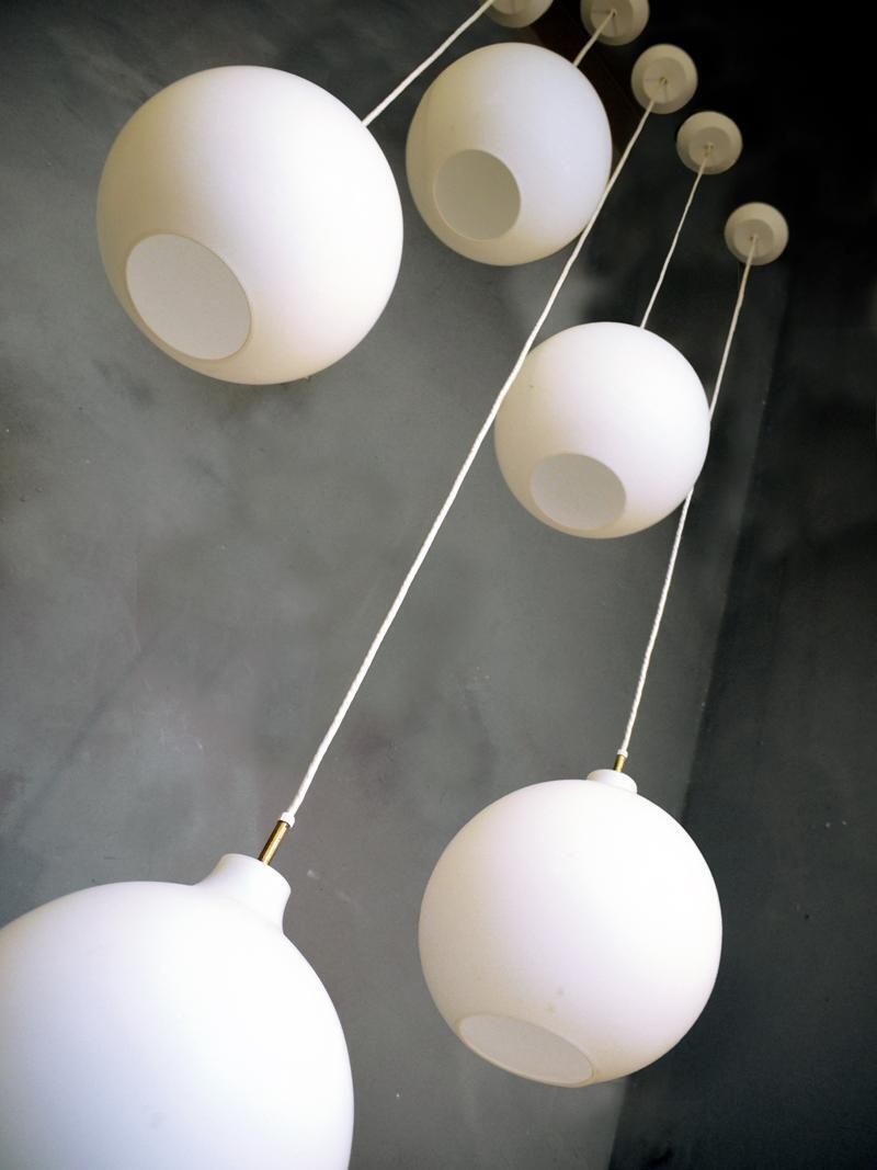 1970s Louis Poulsen Satellite Pendant Lamp Opaline Glass By Vilhelm Wohlert photo 456.0