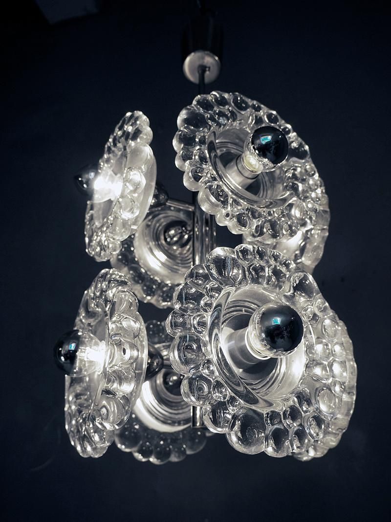 1960 Germany Peill & Putzler Sputnik Water Drop Chandelier Murano Glass & Chrome photo furniture