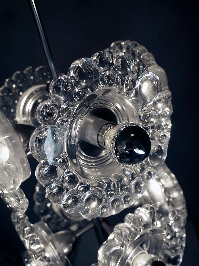 1960 Germany Peill & Putzler Sputnik Water Drop Chandelier Murano Glass & Chrome photo Lighting