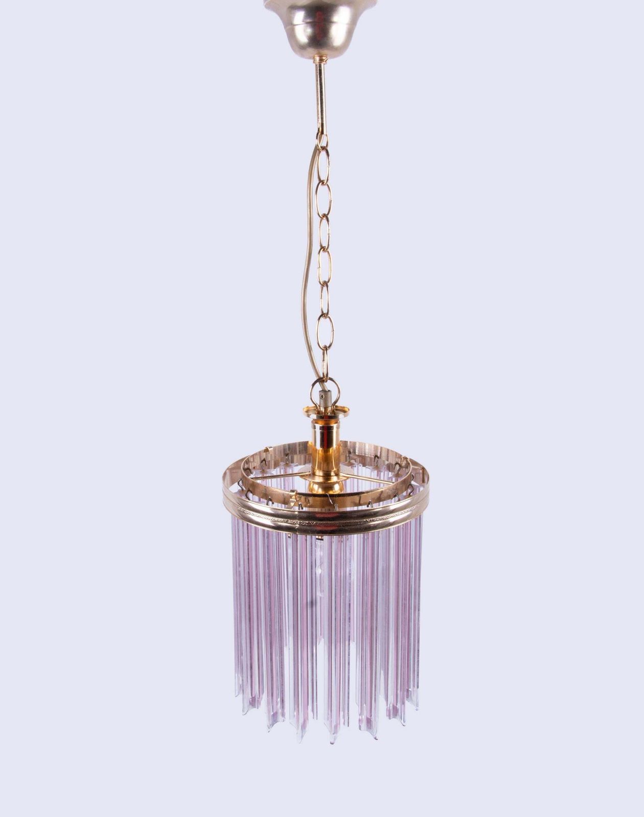 Quadriedri Pink Murano Glass Prism & Brass Pendant Chandelier, Venini Italy 1970 photo Lighting