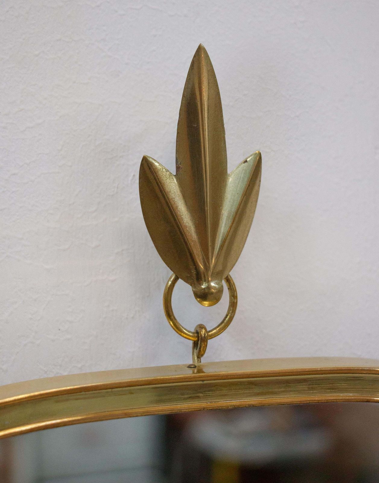 Mid Century Brass Wall Mirror By Vereinigte Werkstätten, Germany, Munich 1950s photo Home Decor