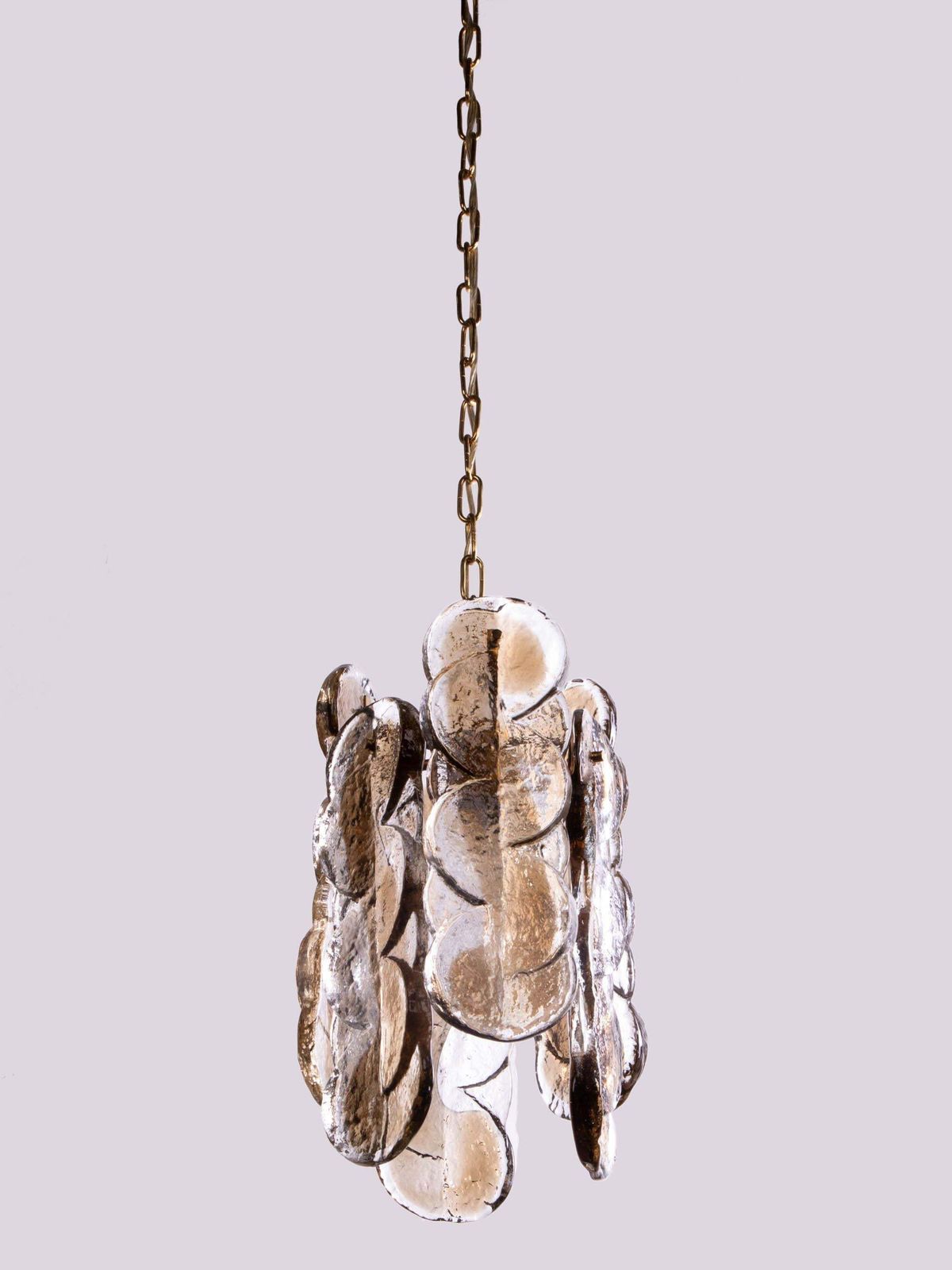 1960 Kalmar Swirl 'Citrus' Pendant Lamp Amber Murano Glass & Brass photo furniture