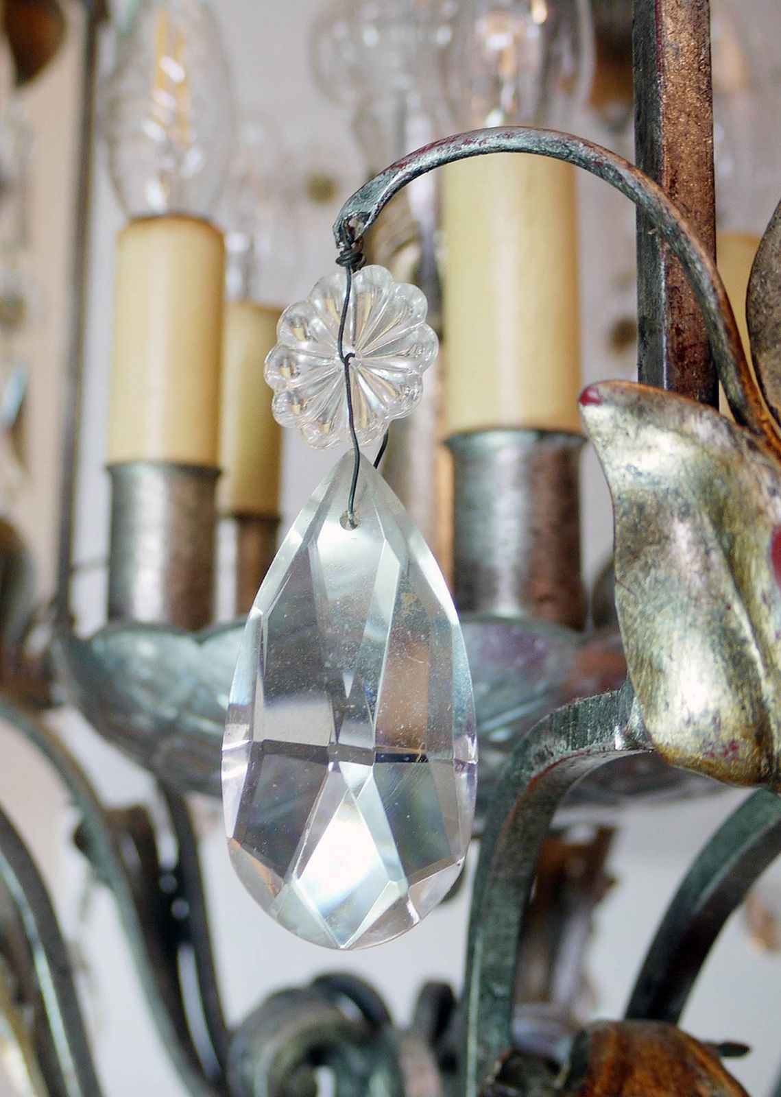 Florentine Chandelier Crystal And Wrought Iron Lantern By Bf Art, Italy photo 1538.0