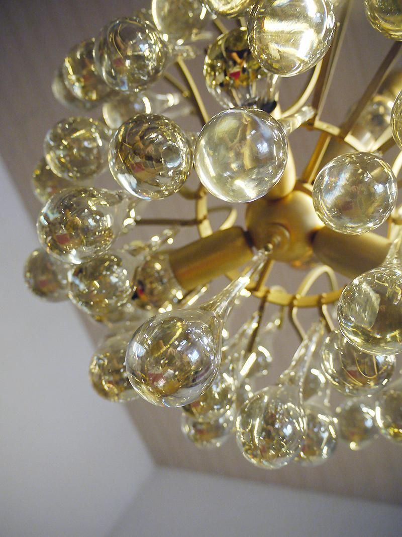 photo furniture 1 'Of 2' 1970 Germany Palwa Tear Drop Chandelier Murano Glass And Brass