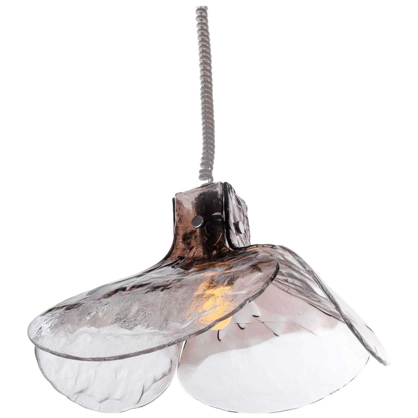1960 Italy Mazzega Tulip Pendant Lamp Smoked Murano Glass By Carlo Nason