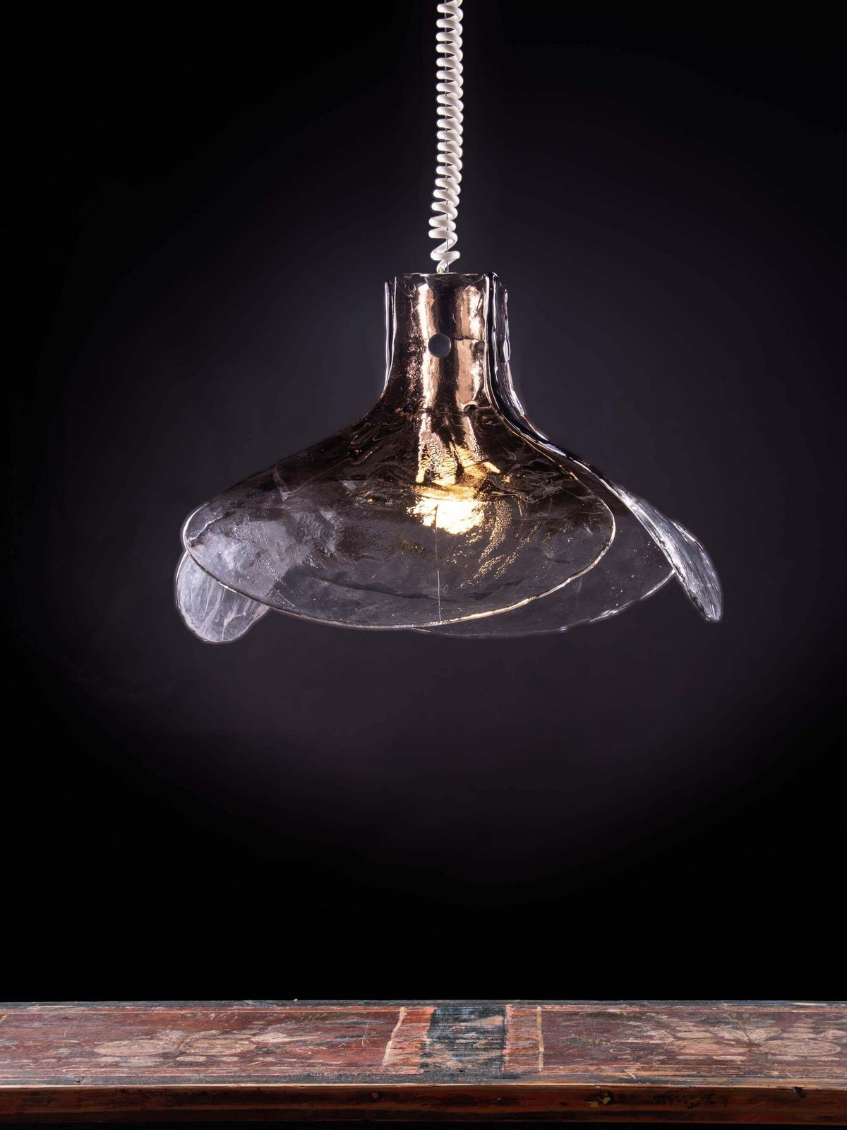 1960 Italy Mazzega Tulip Pendant Lamp Smoked Murano Glass By Carlo Nason photo 1971.0