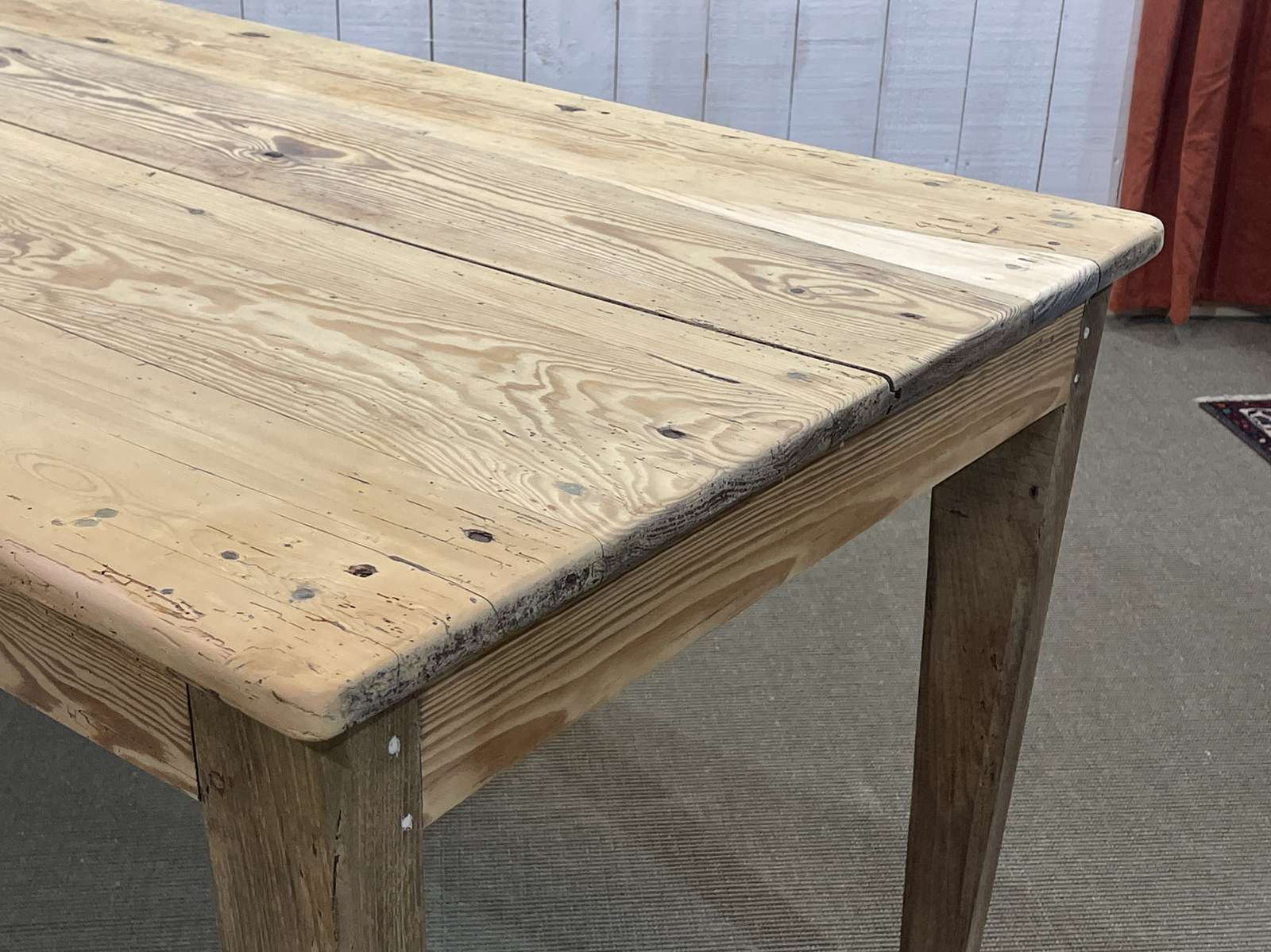 19th Century Farmhouse Table In Raw Fir And Chestnut photo Furniture