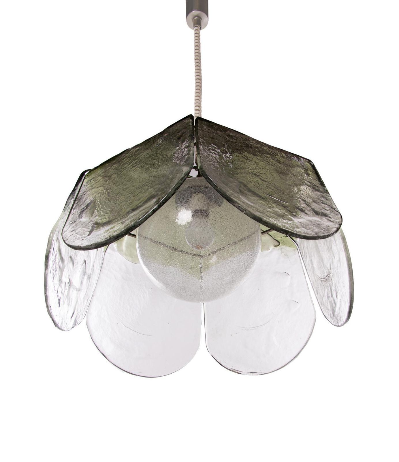 Mazzega Tulip Pendant Lamp Green & Clear Murano Glass By Carlo Nason Italy 1960s photo furniture