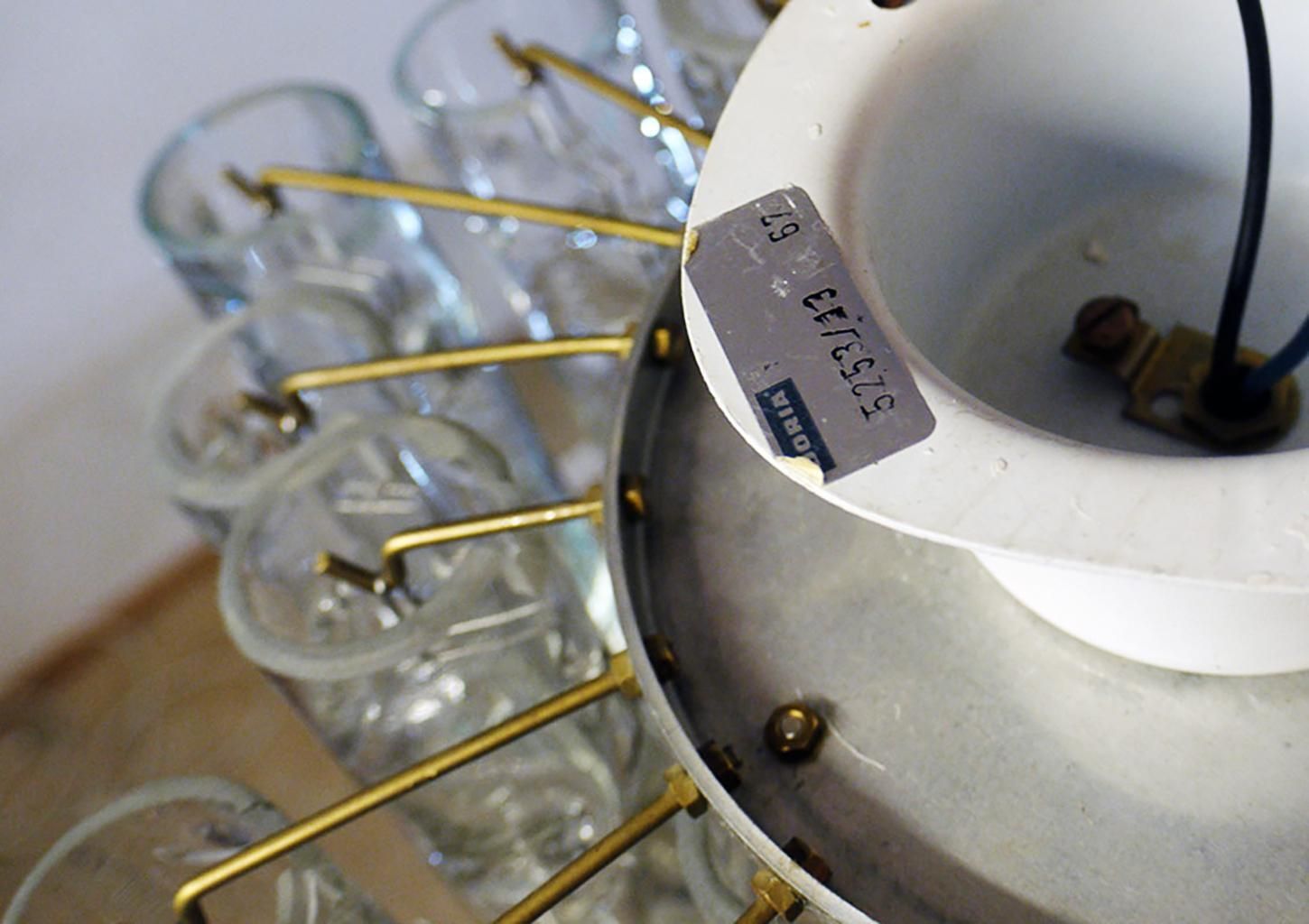 photo for sale 1960 Germany Doria Lava Flush Mount Chandelier Murano Glass Tubes & Brass