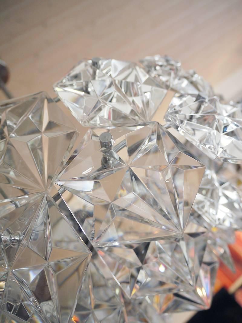 Starburst 18" Kinkeldey Chandelier Crystals & Chromed Brass, Germany 1960s photo buy