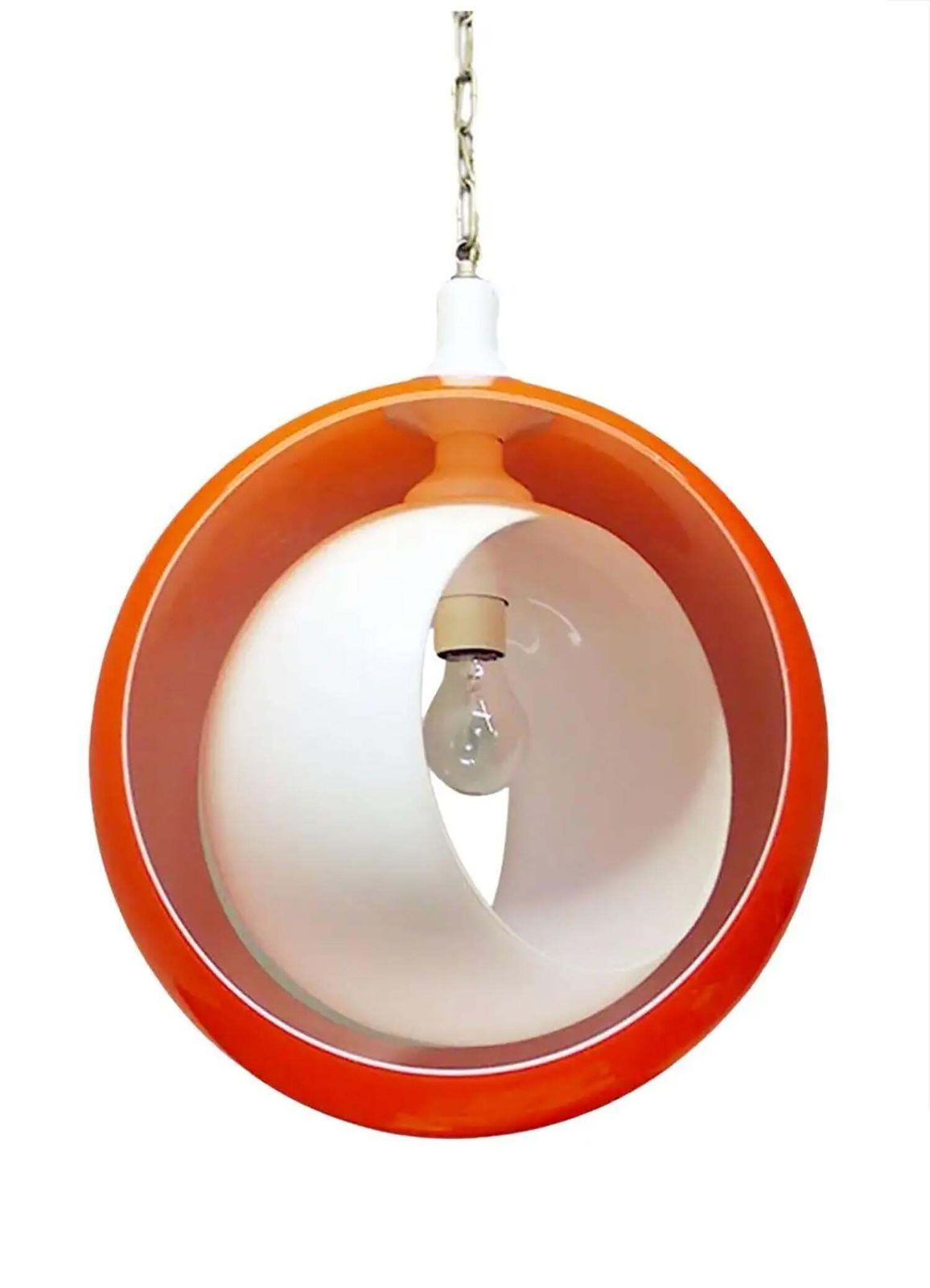 Murano Moon Pendant Lamp Orange & White Glass By Carlo Nason For Mazzega 1960s photo furniture