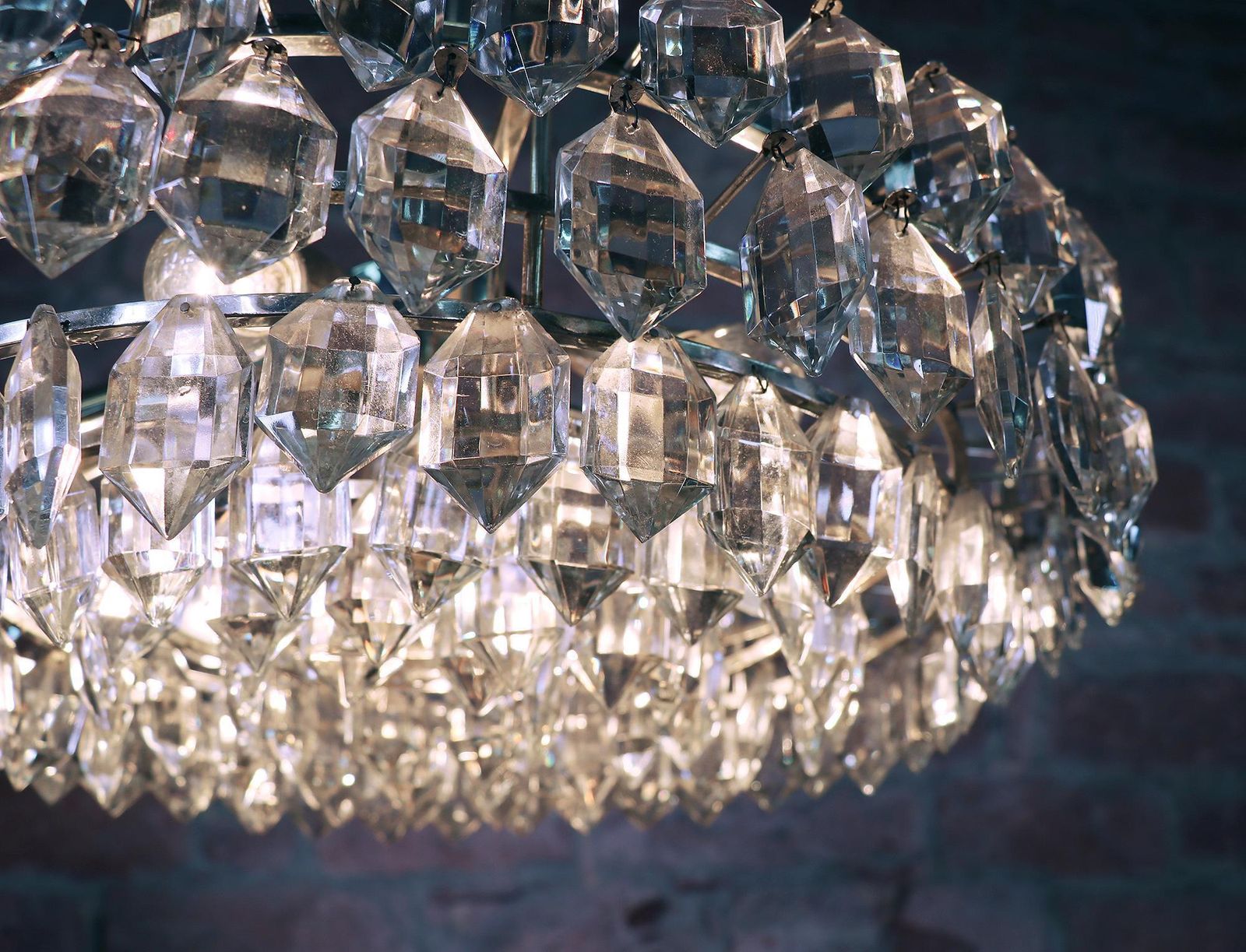 Vienna Bakalowits & Sons Large Chandelier Crystal & Silver Plated photo vinterior