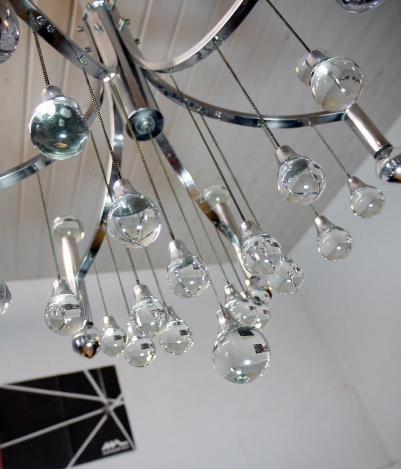 Sciolari Sputnik Chandelier Murano Glass & Chrome, Italy, 1970s photo vinterior