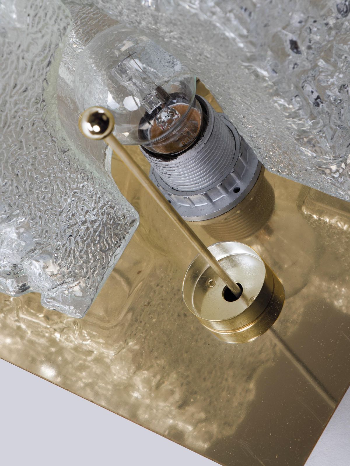 photo for sale 1 'Of 2' 1960 Germany Limburg Large Square Flush Mount Glass & Brass Chandelier
