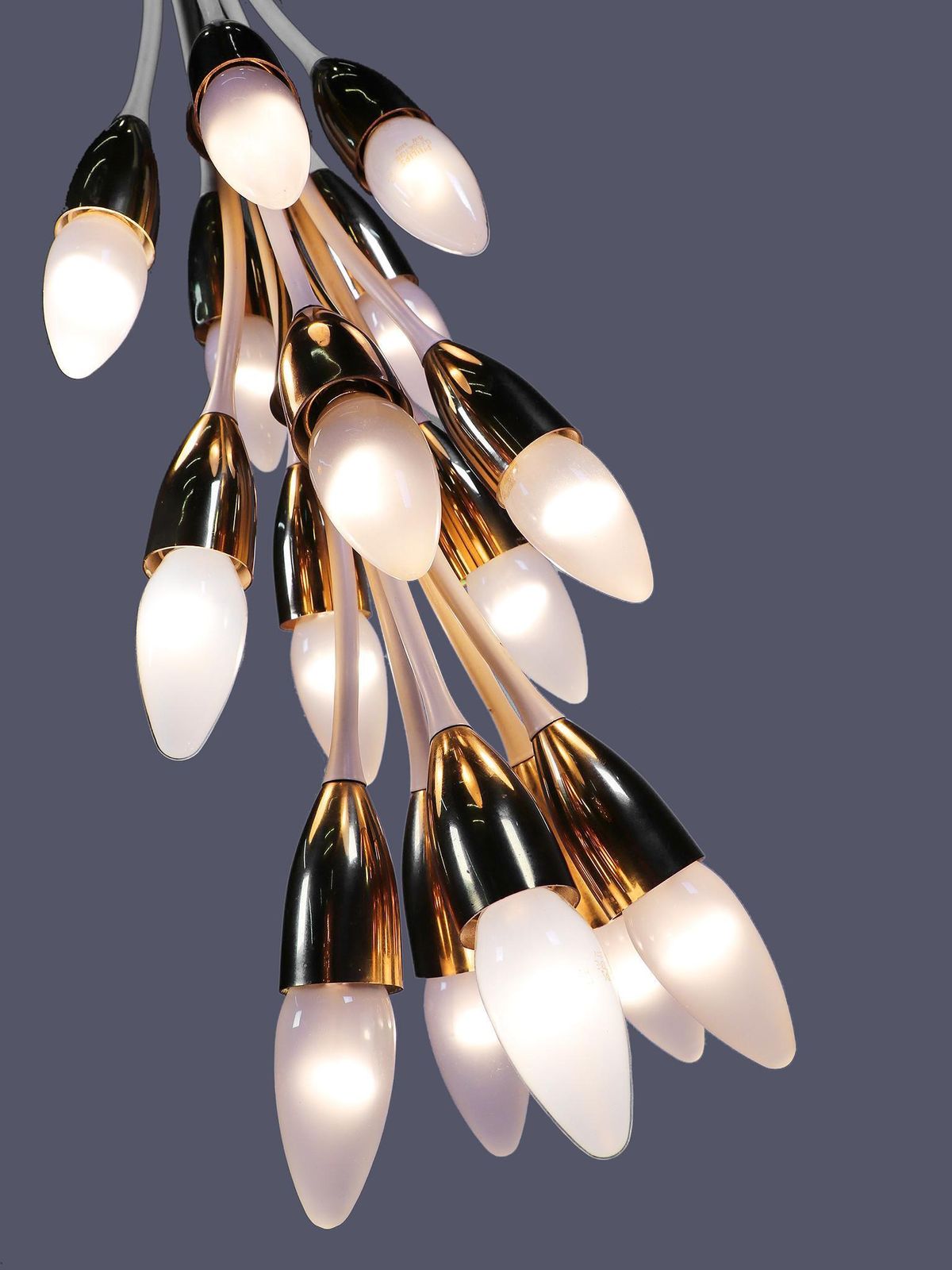 1950s Sputnik Enamel Brass Chandelier By Vereinigte Werkstätten, Munich, Germany photo 2667.0