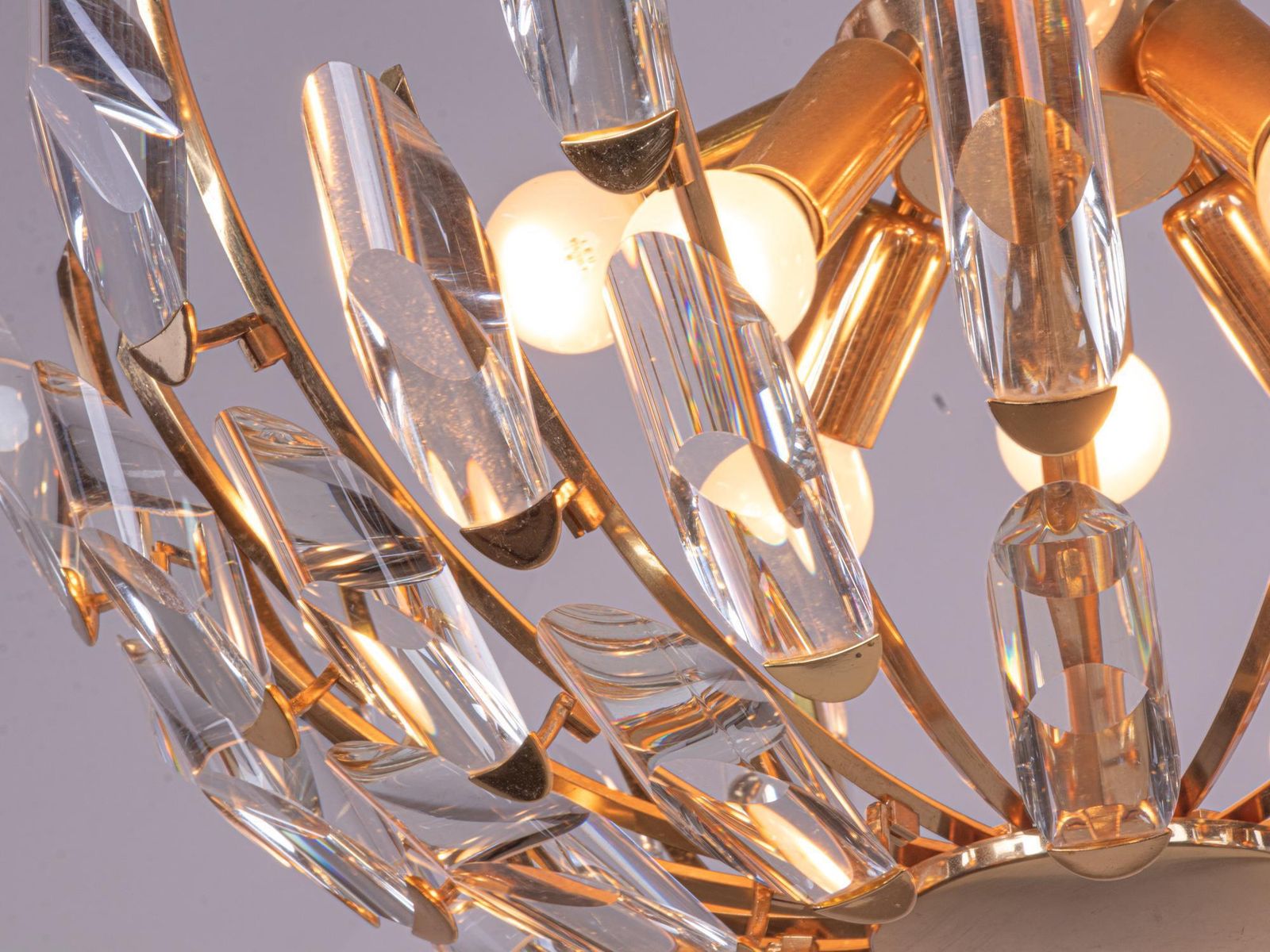 1970s Italy Stilkronen Chandelier Crystal Glass & Gilt Brass photo for sale
