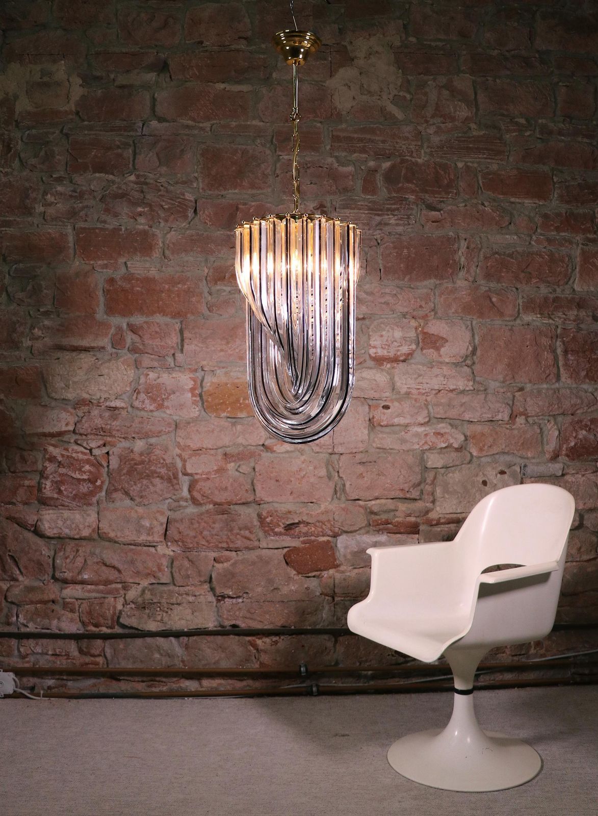 Triedri Curvati Murano Glass Chandelier By Carlo Nason For Venini, Italy photo Lighting