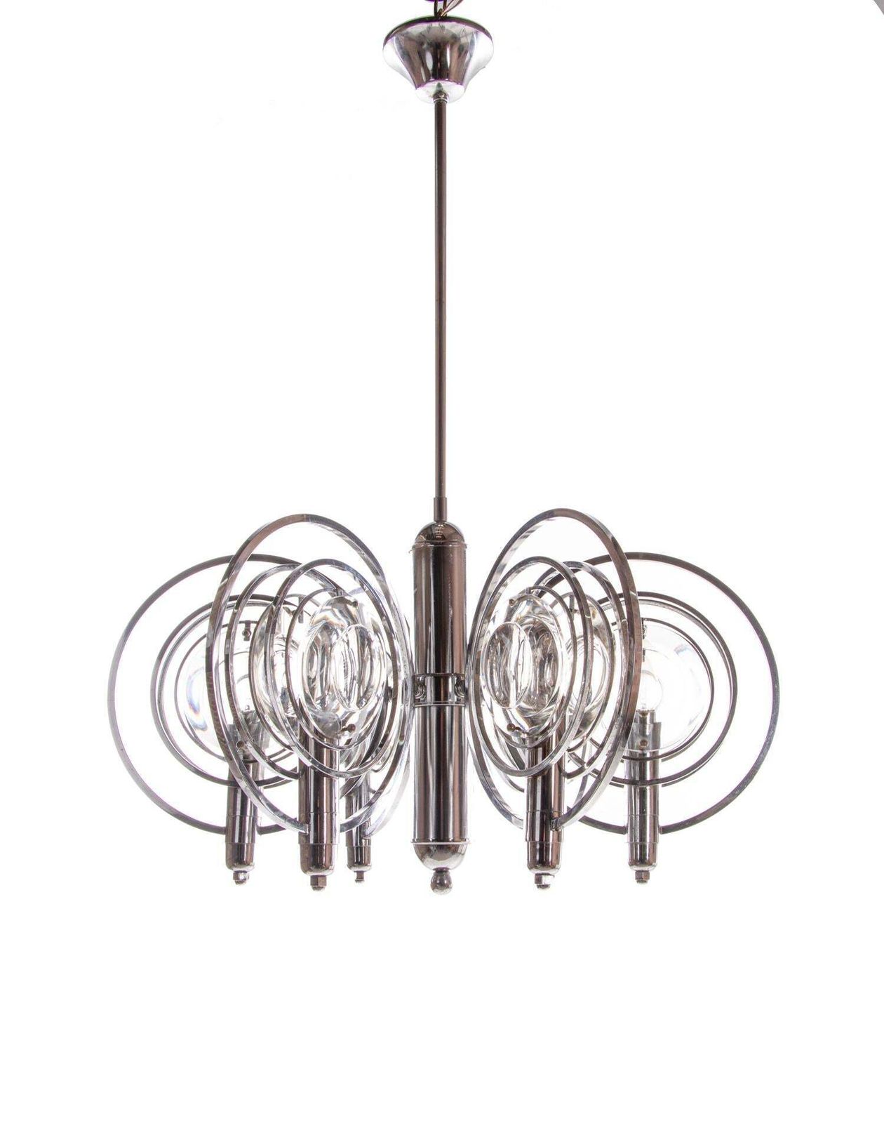 Oscar Torlasco Optical Lens Chandelier By Stilkronen, Italy, 1970s photo for sale