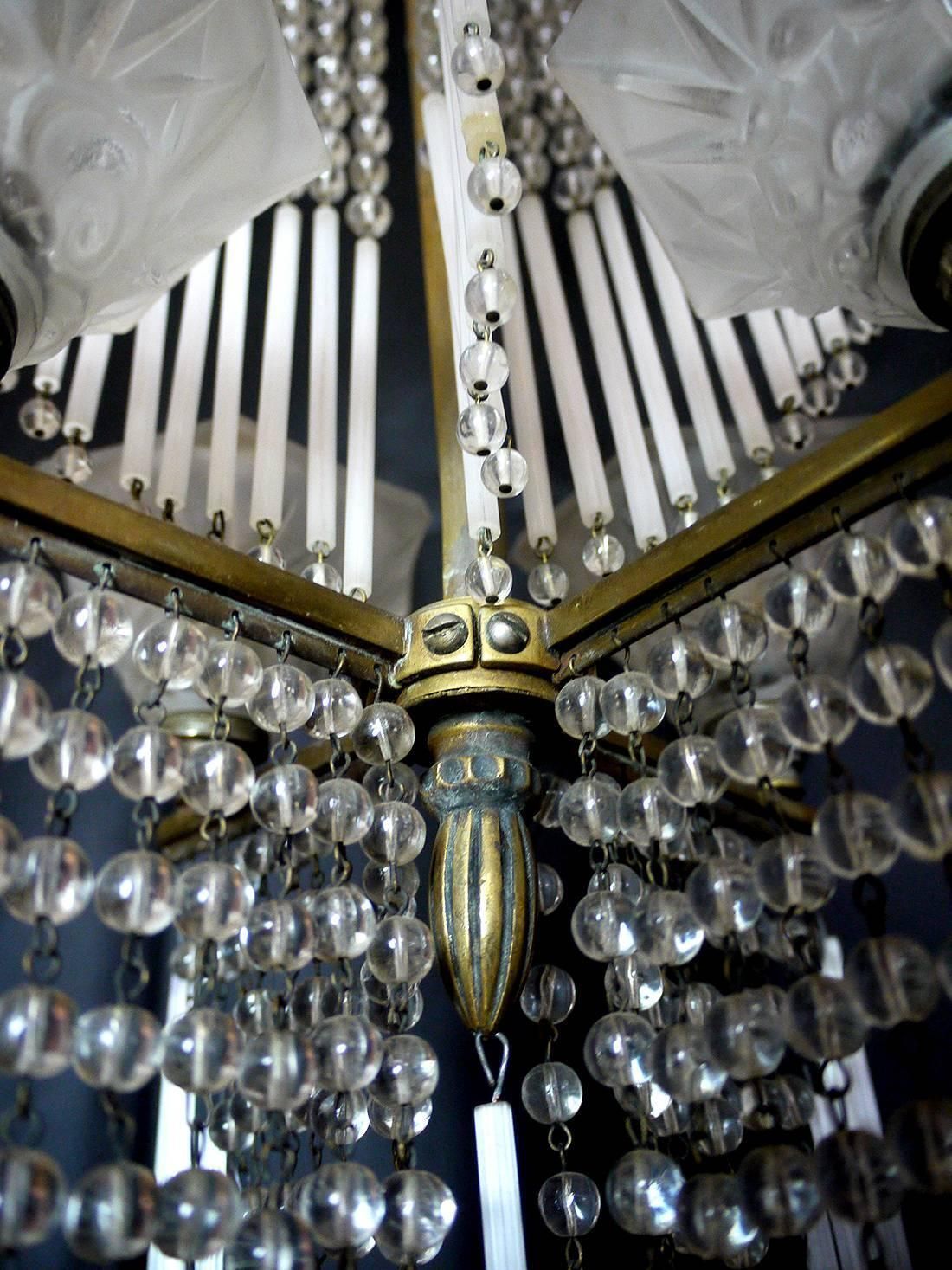 French Art Nouveau Chandelier By Lorrain / Daum photo vintage