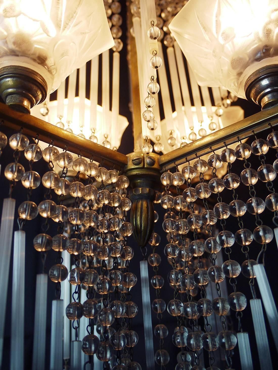 photo furniture French Art Nouveau Chandelier By Lorrain / Daum