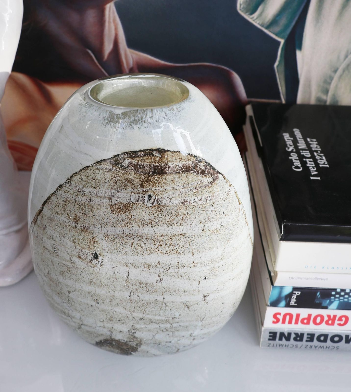 Large Ovoid Blown Glass Vase With Foil Inclusions photo for sale