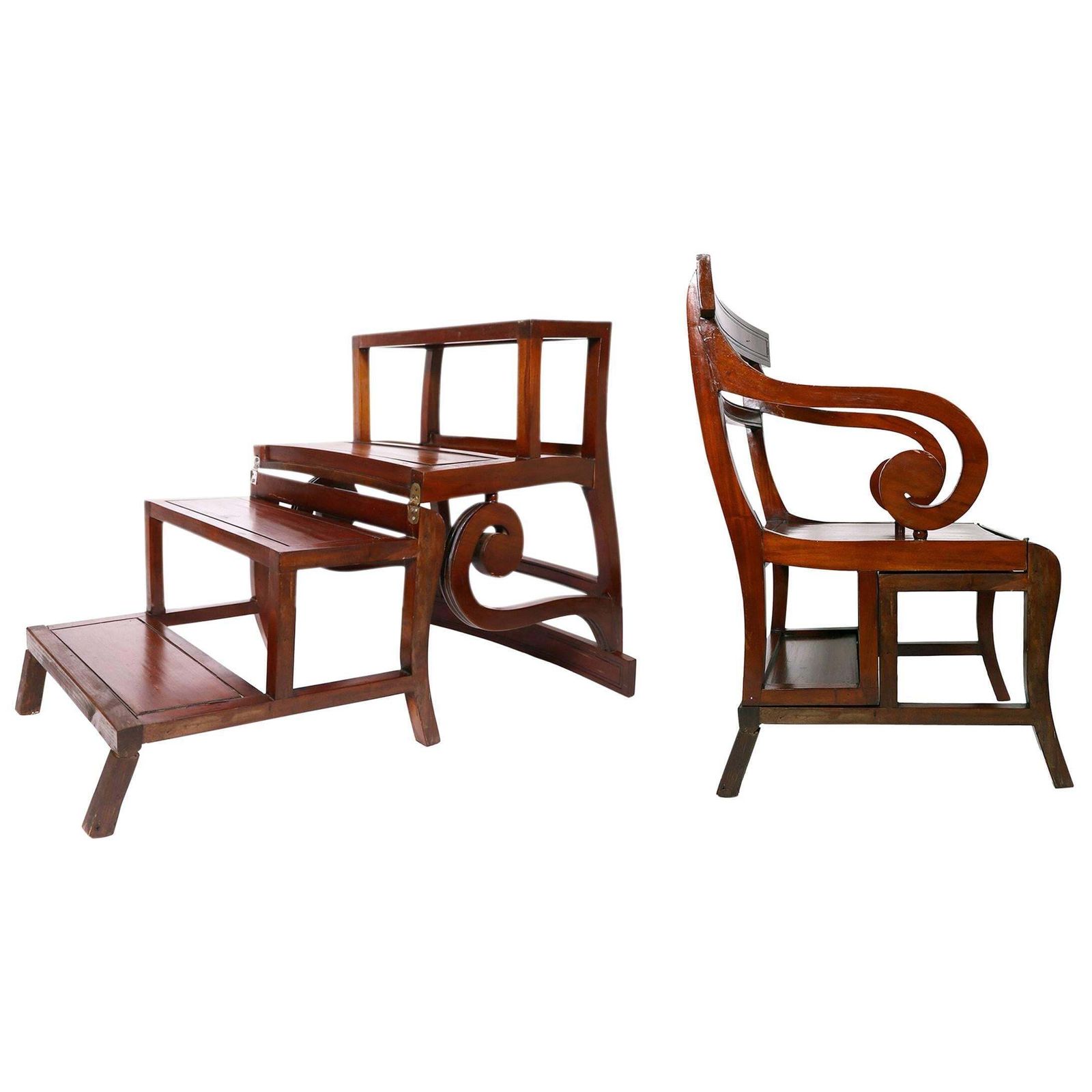 Antique Metamorphic Mahogany Library Armchair Chair, English Regency, Circa 1810
