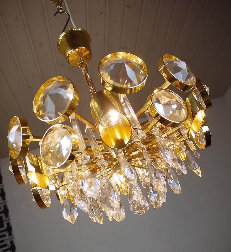Lobmeyr Bubbles Chandelier Crystal Glass & Gilt Brass, Austria, 1960s photo vinterior