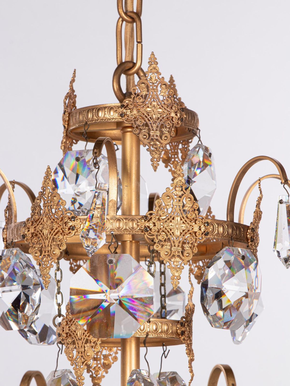 photo for sale Ernst Palme Glamorous Jewel Swarovski Crystal & Gilt Brass Chandelier, 1960s
