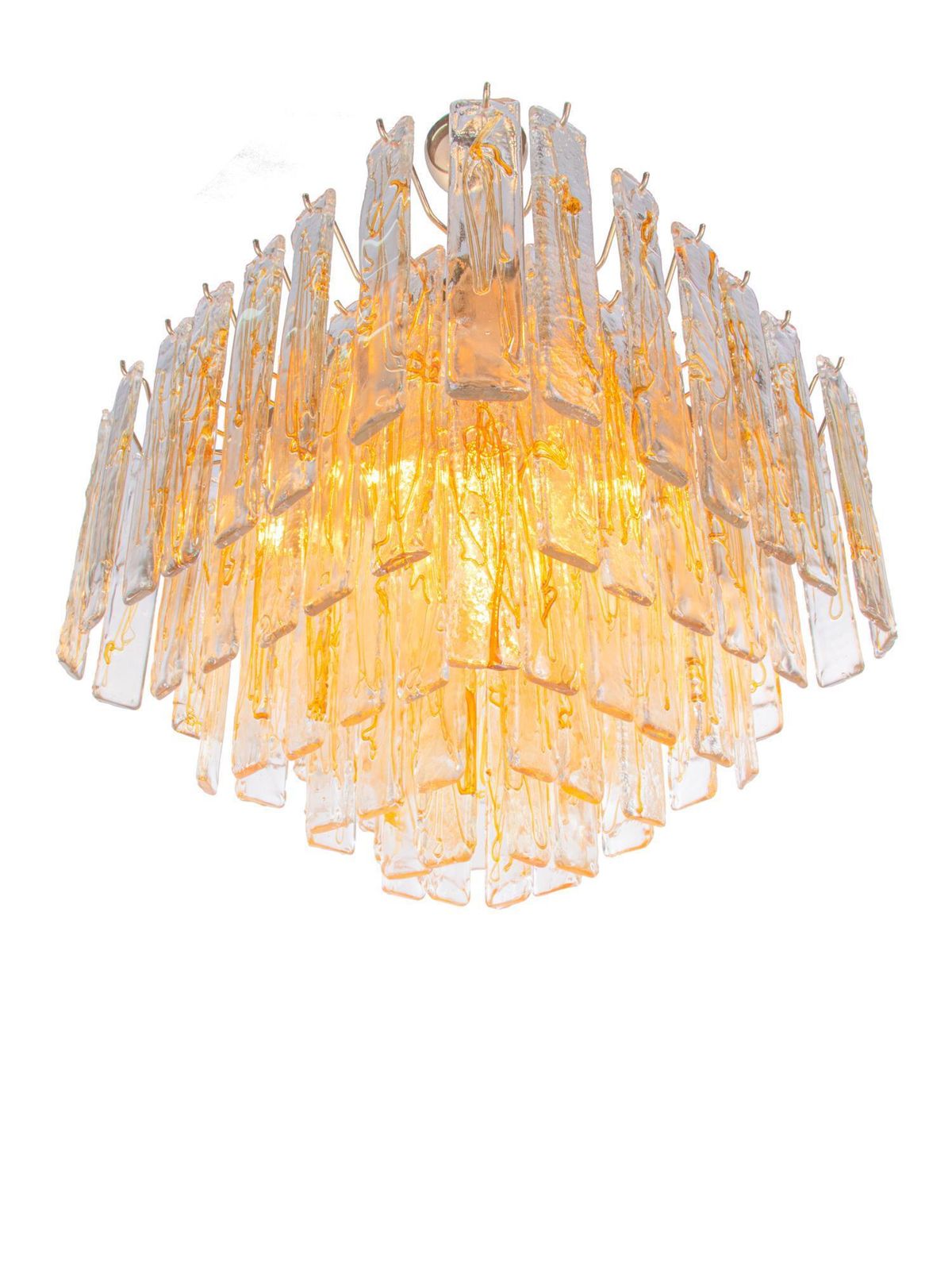 Amber Murano 24" Lava Chandelier Glass & Brass By La Murrina, Italy 1970s photo Lighting