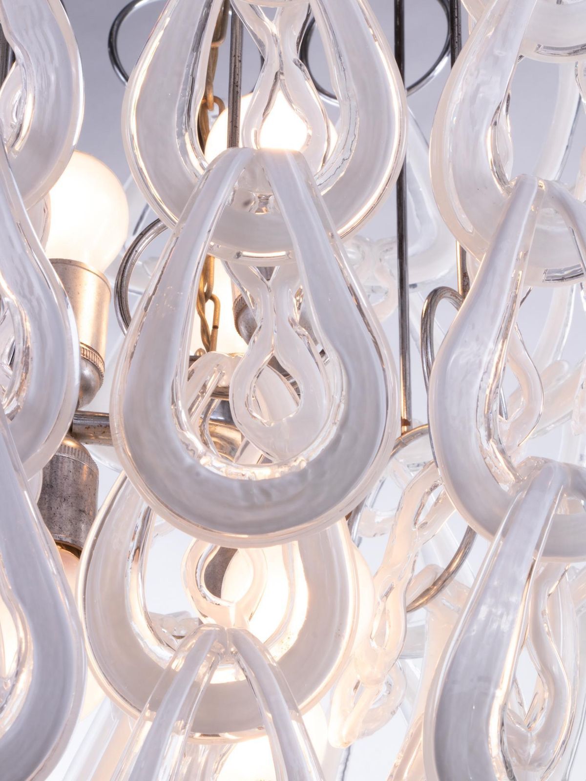 Cascading 44" Giogali Chandelier Flush Mount By Angelo Mangiarotti, Vistosi 1960 photo for sale