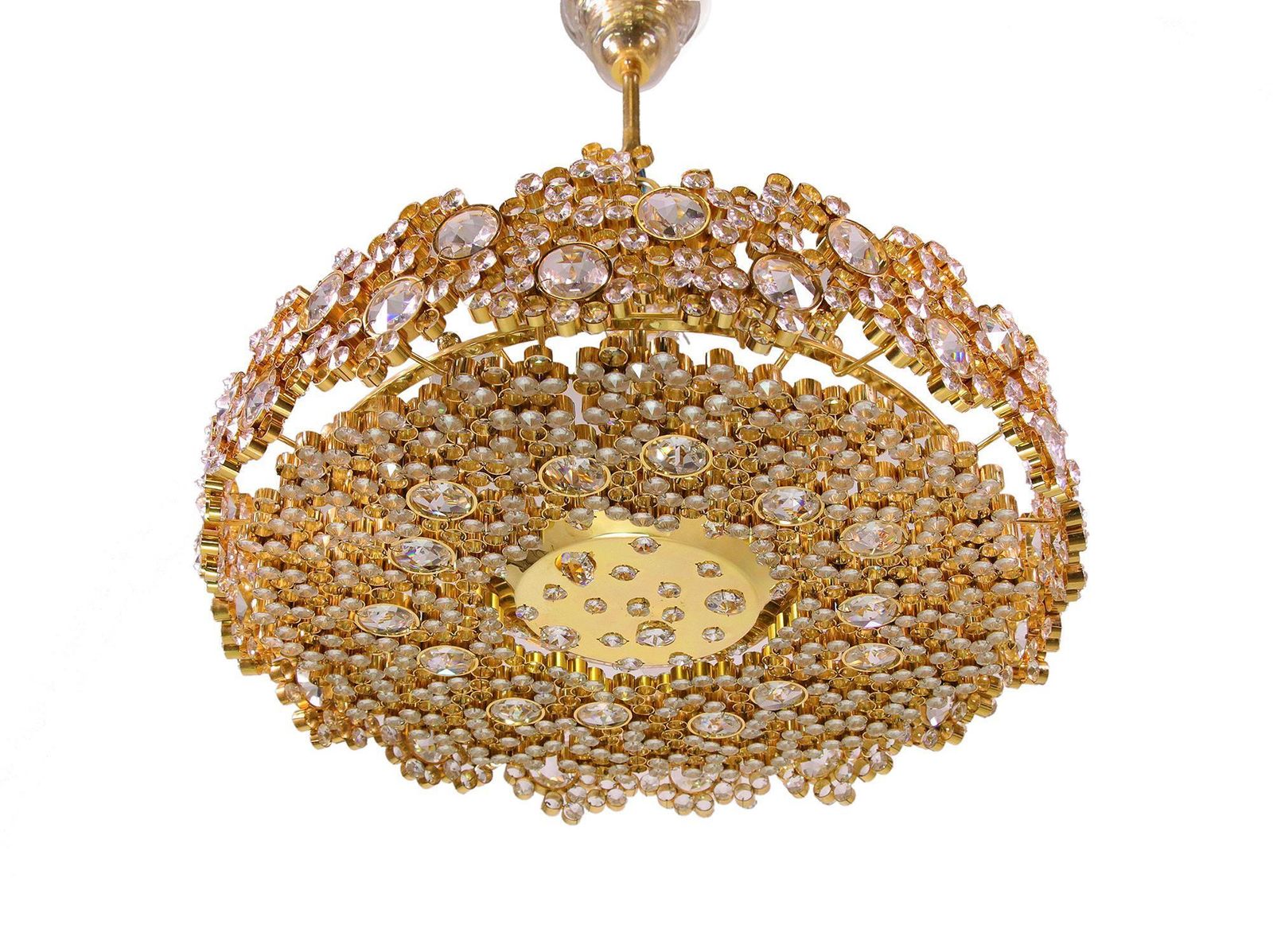 1970 Germany Palwa Bubble Chandelier Swarovski Crystal & 24k Gilt Brass photo vintage