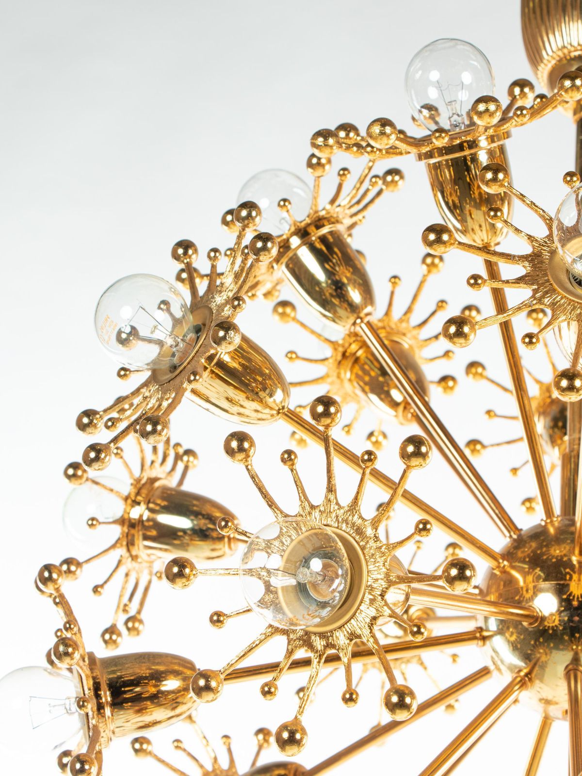 Palwa 26" Starburst Sputnik Chandelier Gold Plated Brass, 1960s photo vinterior