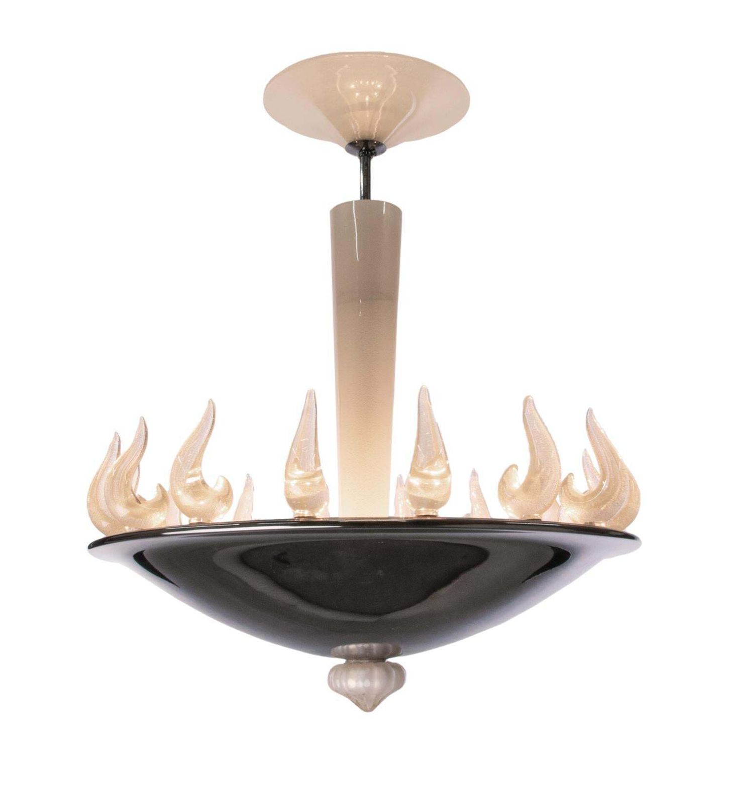 Stunning Murano Flame Chandelier Elio, Glass & Nickel, Barovier & Toso, Italy photo Lighting