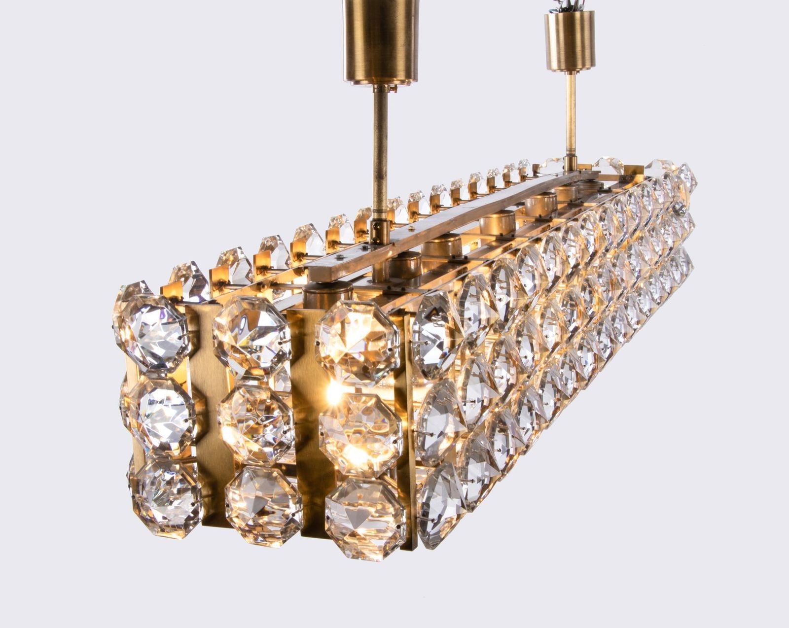 photo buy 1 (Of 2) Bakalowits & Sons 49" Flush Mount Chandelier Crystal & Brass