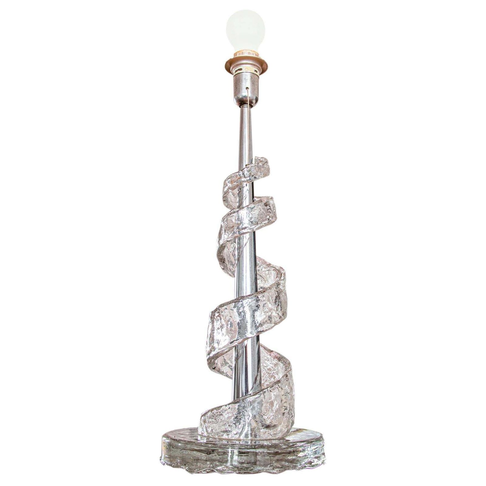 Murano Glass Spiral Table Lamp By Angelo Brotto For Esperia, Italy 1970s