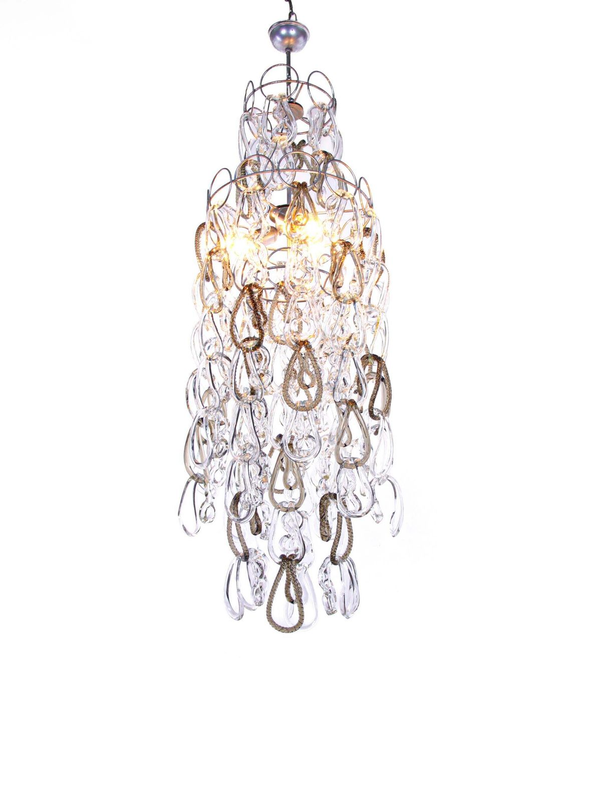Cascading 51" Giogali Amber Murano Chandelier, Angelo Mangiarotti, Vistosi 1960s photo furniture