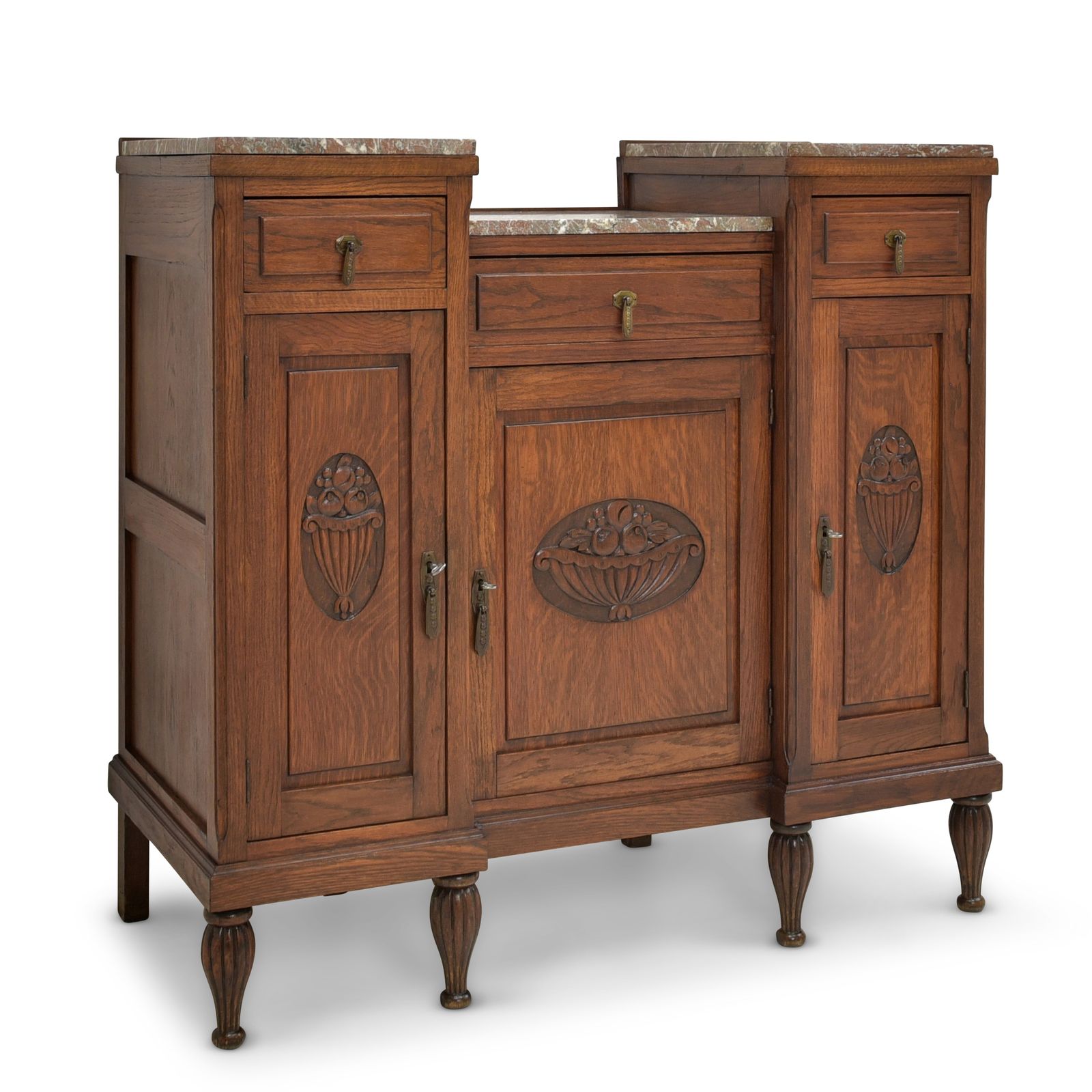 Antique! Tiered Sideboard Restored Art Deco Circa 1925 Oak Chest Of Drawers Sideboard