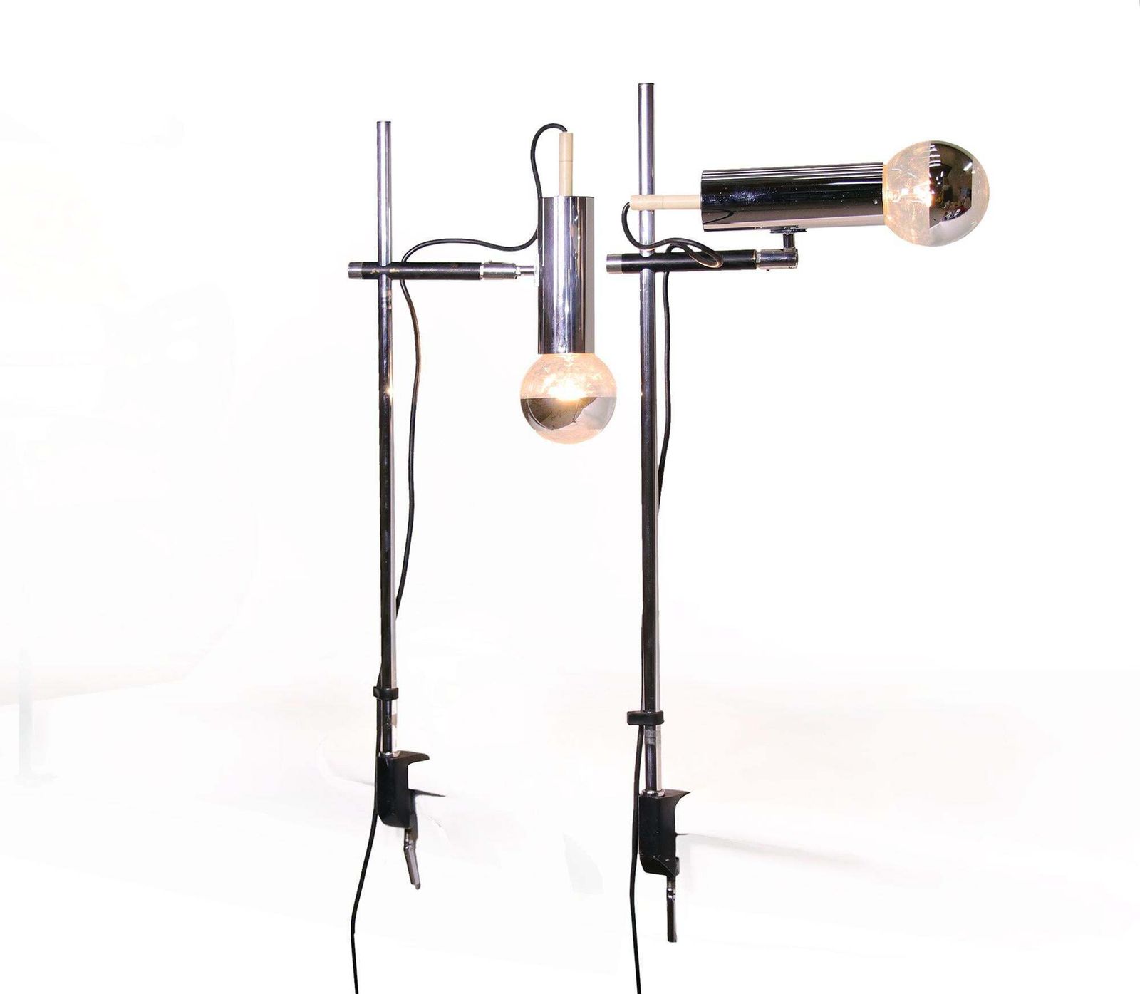 Adjustable Pair Of Minimalist Articulated Desk Clamp Lamps By Staff Germany 1960 photo Lighting