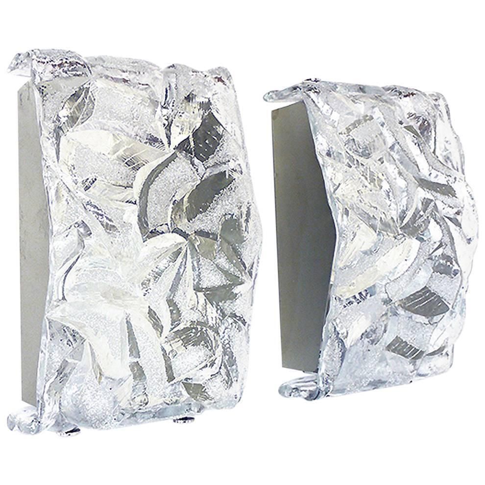 Pair Of Frosted Glass Wall Sconces By Kaiser, Germany, 1960s