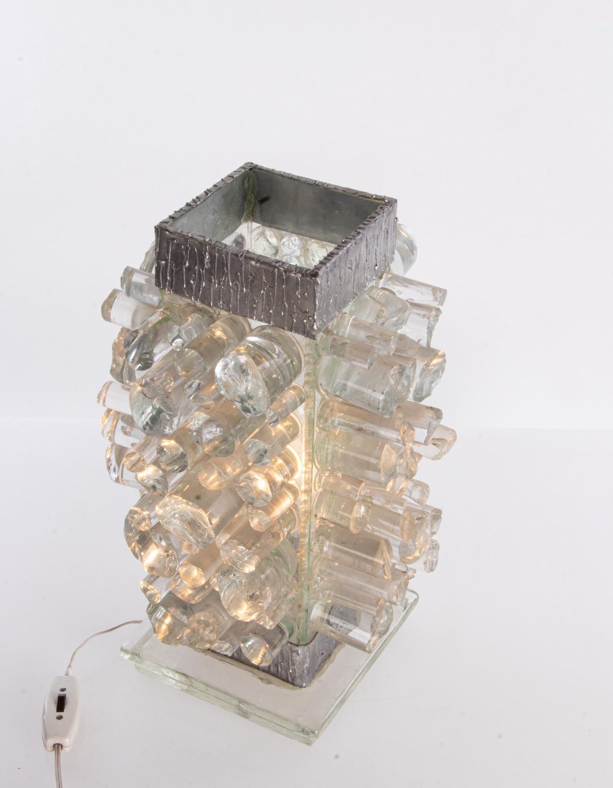 photo furniture Unique Brutalist 18" Murano Glass Table Lamp In The Manner Of Poliarte 1960